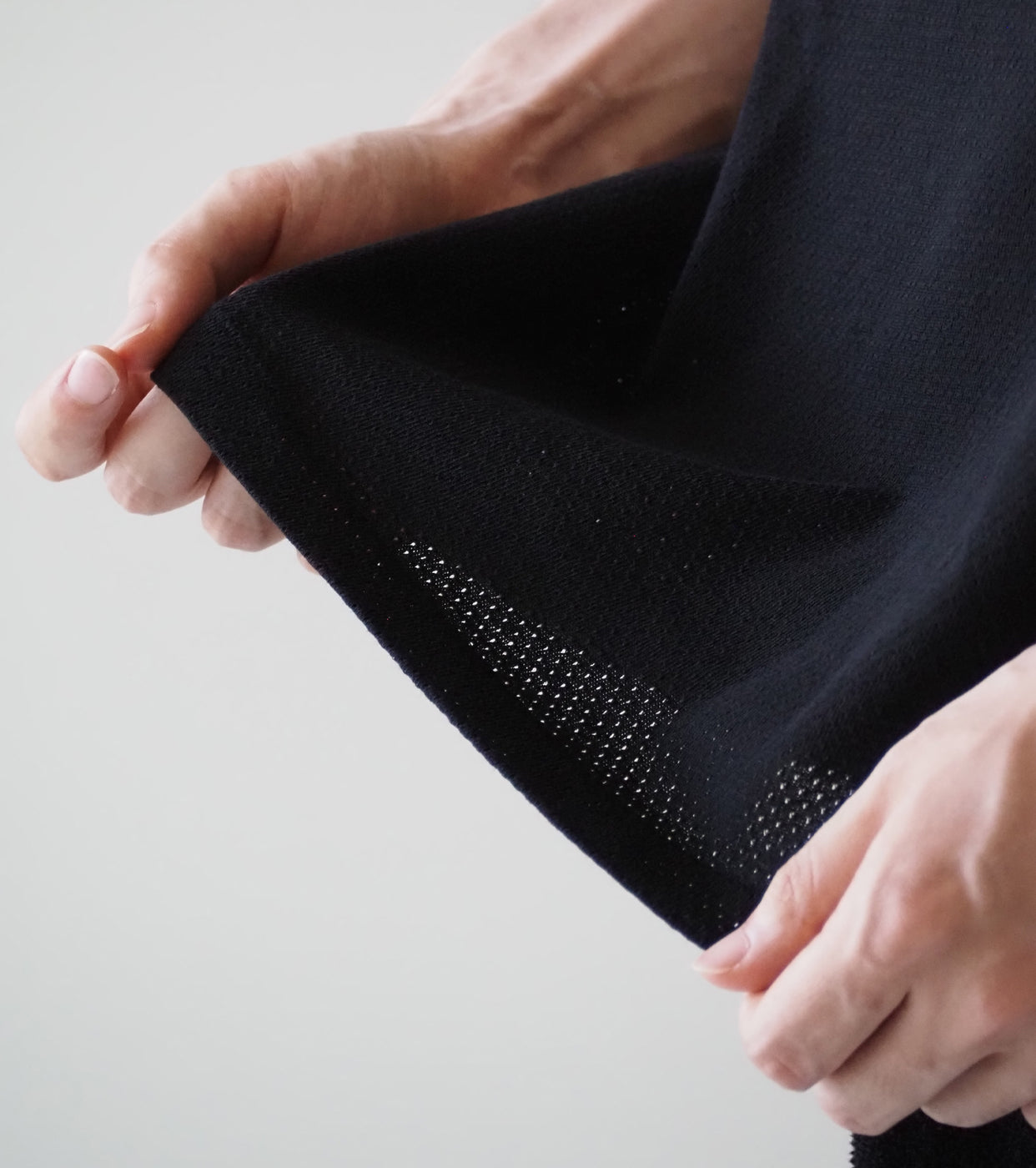COMOLI Cotton Mesh Short Sleeve T-shirt, Black