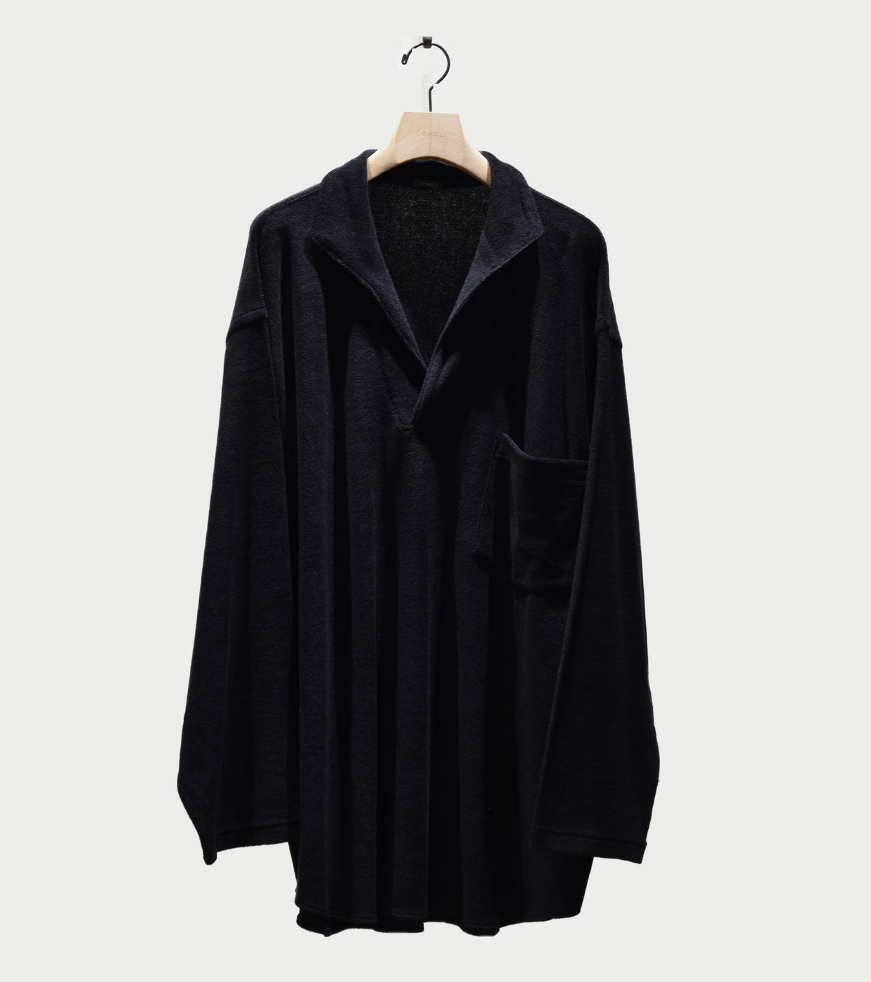 COMOLI Pile Skipper Shirt, Black