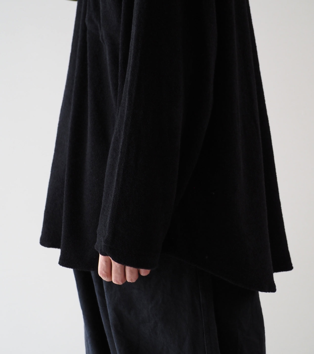 COMOLI Pile Skipper Shirt, Black