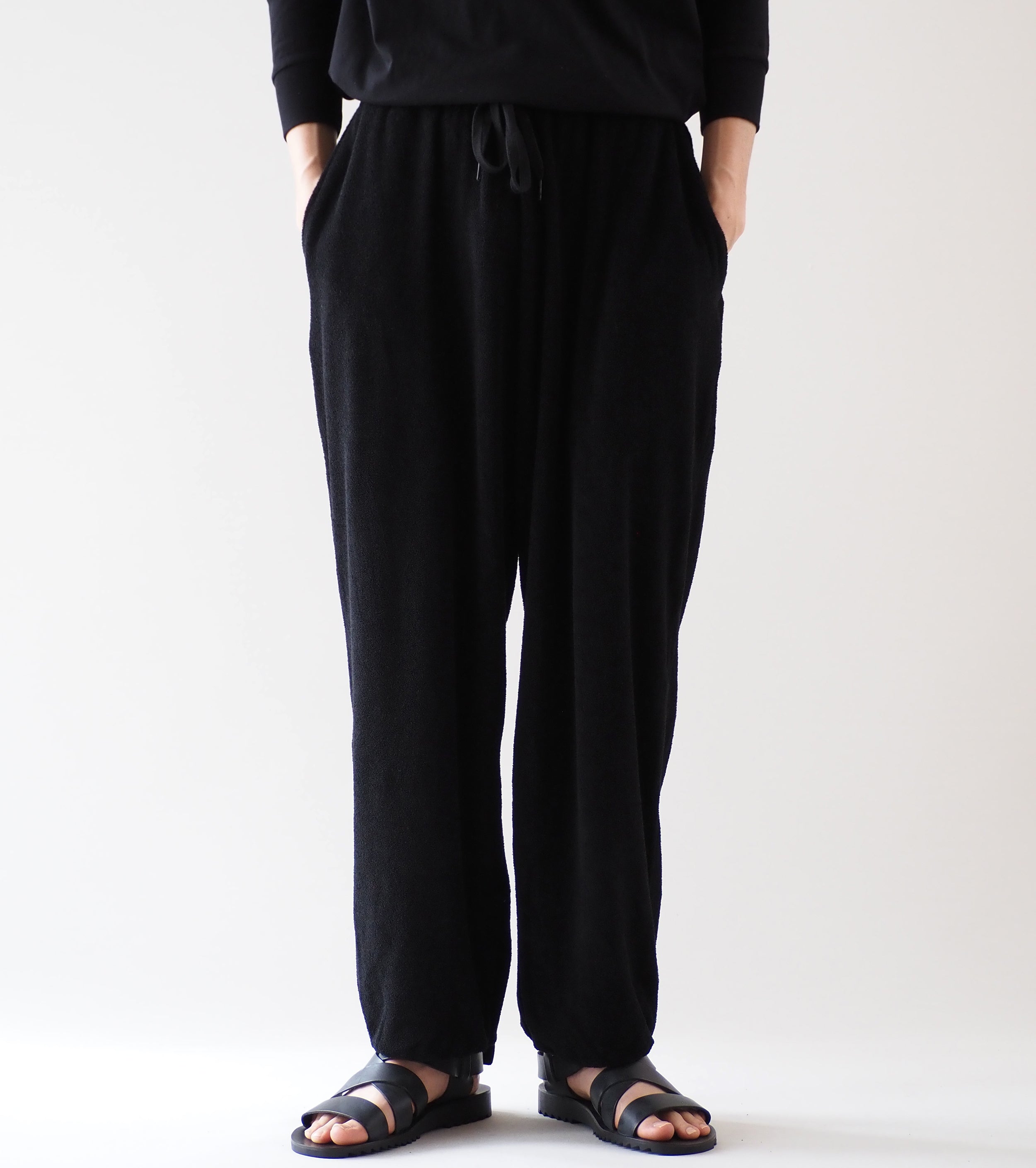 COMOLI パイル パンツ , Black – Navyblue