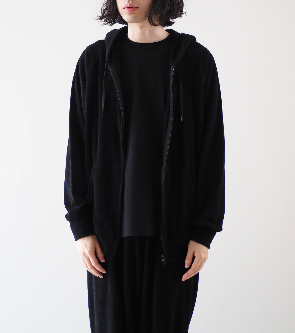 COMOLI Pile Zip Parka, Black