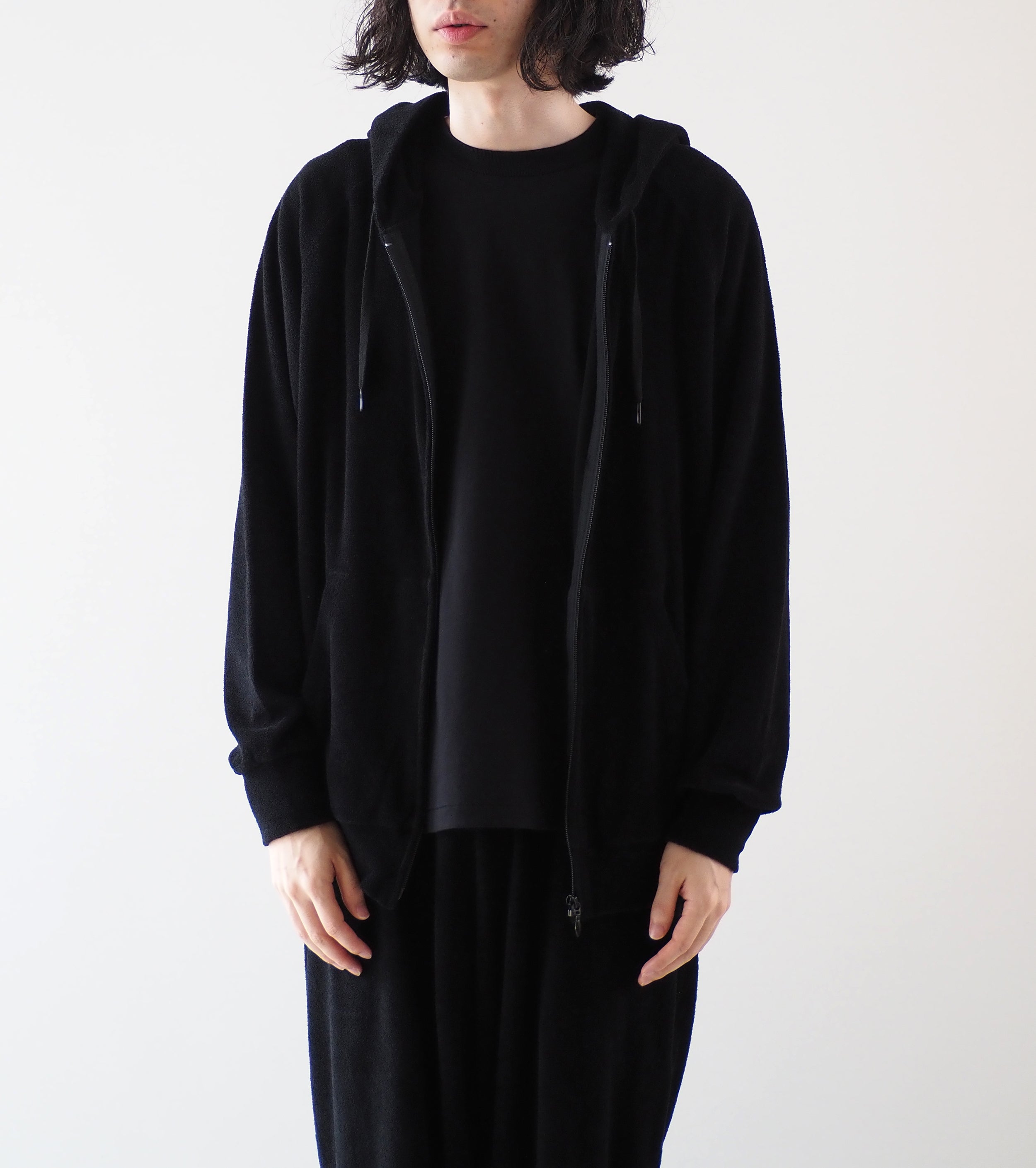 COMOLI Pile Zip Parka, Black