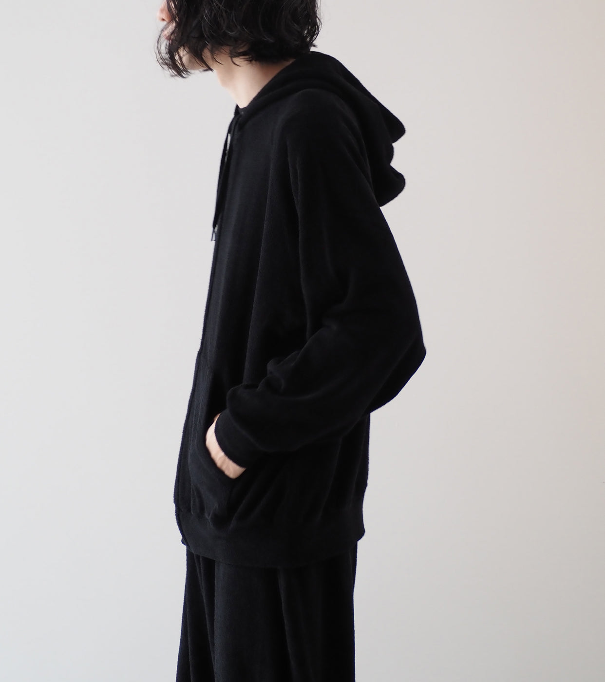 COMOLI Pile Zip Parka, Black