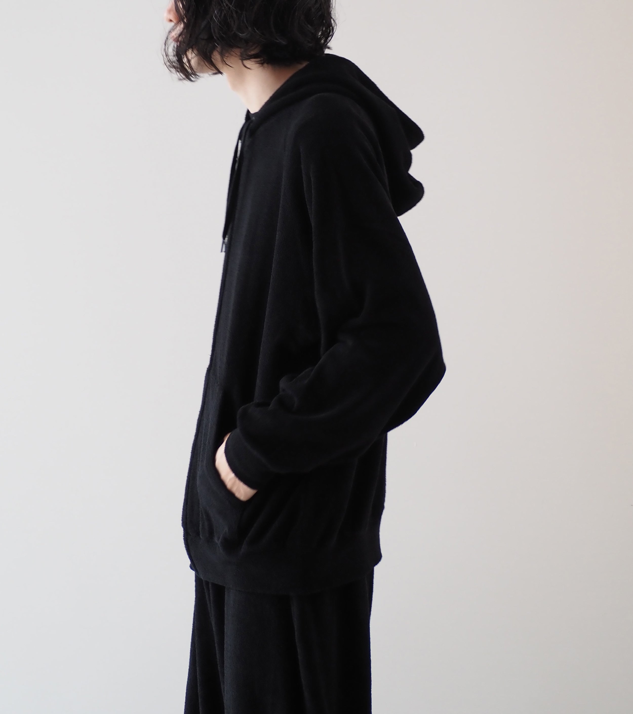 COMOLI Pile Zip Parka, Black