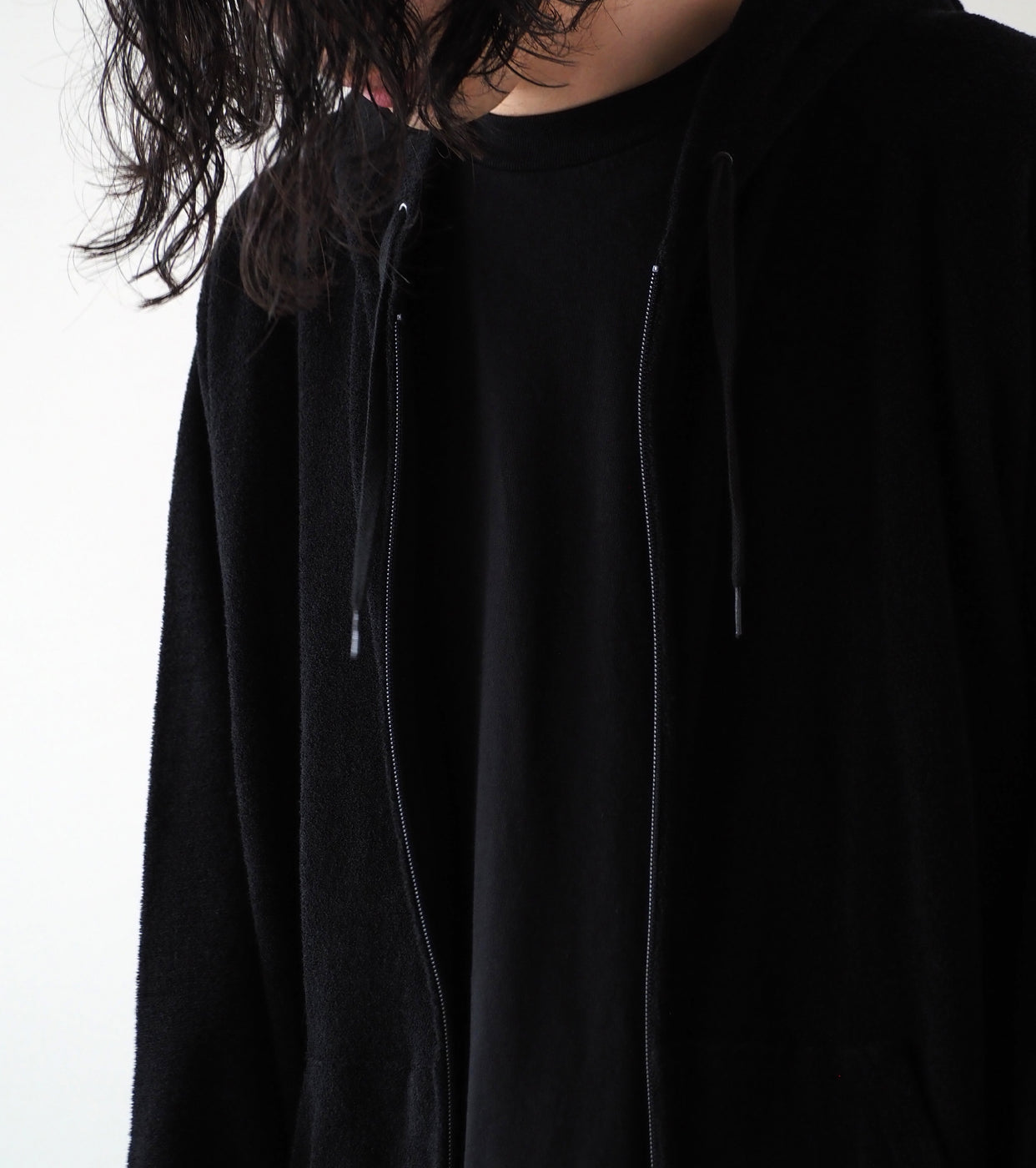 COMOLI Pile Zip Parka, Black