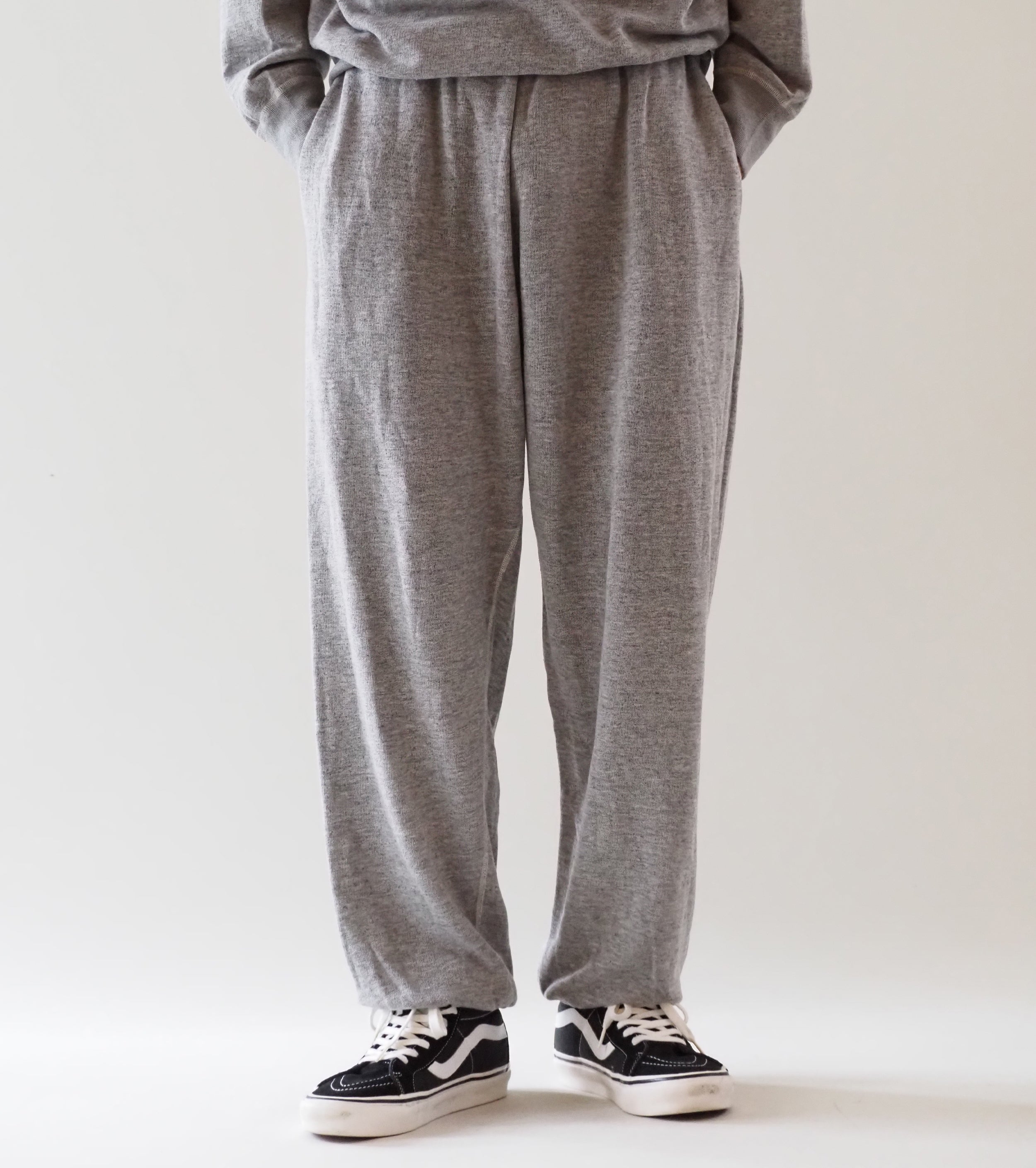 COMOLI グレー 裏毛 パンツ , Gray – Navyblue
