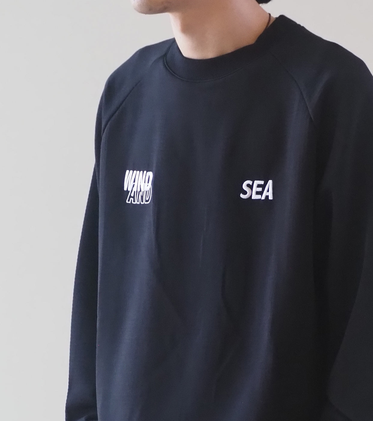WIND AND SEA WIND AIR TEX RAGLAN CREW NECK , Black