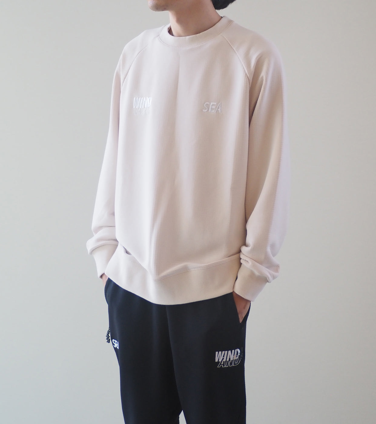WIND AND SEA WIND AIR TEX RAGLAN CREW NECK , Ivory