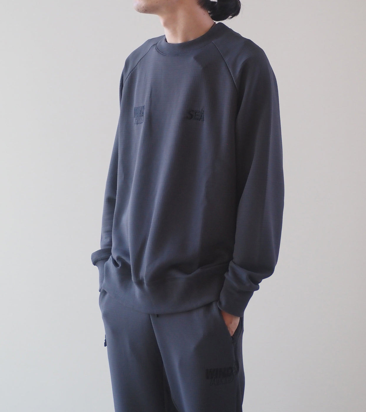 WIND AND SEA WIND AIR TEX RAGLAN CREW NECK , Dark Gray