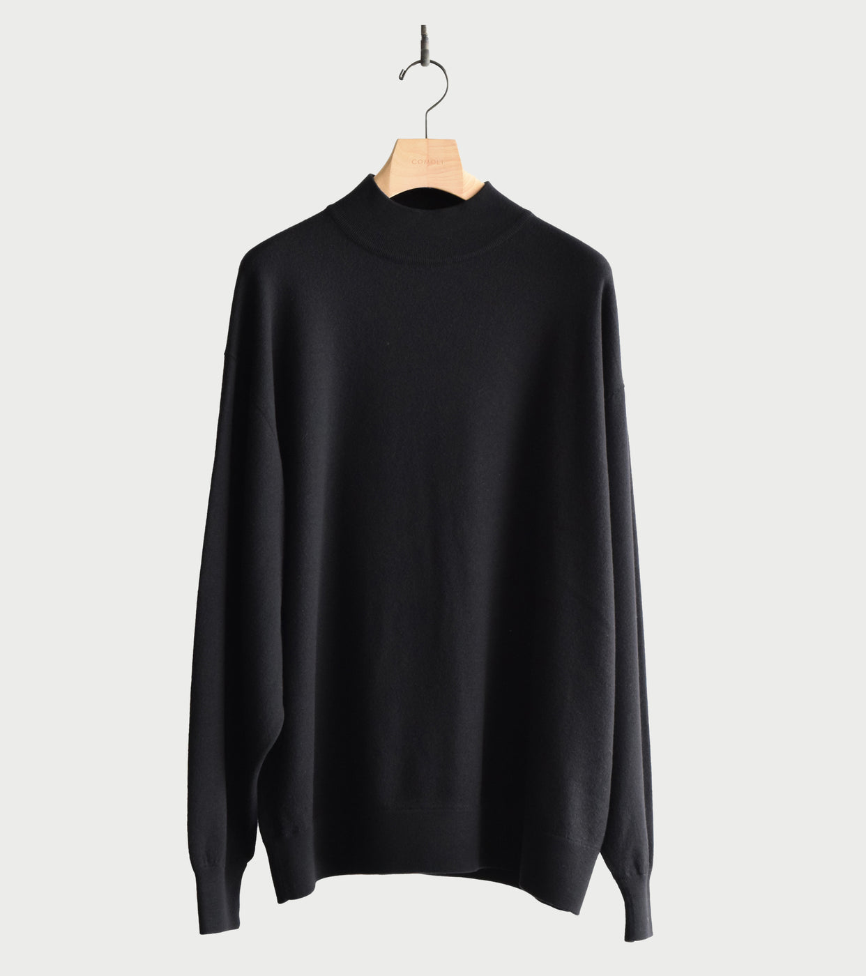 COMOLI Wool Mock Neck Knit , Black