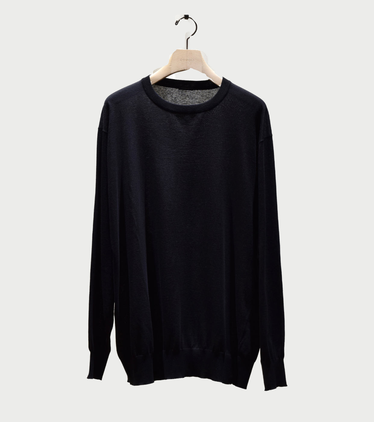 COMOLI Cotton Crew Neck Knit , Black