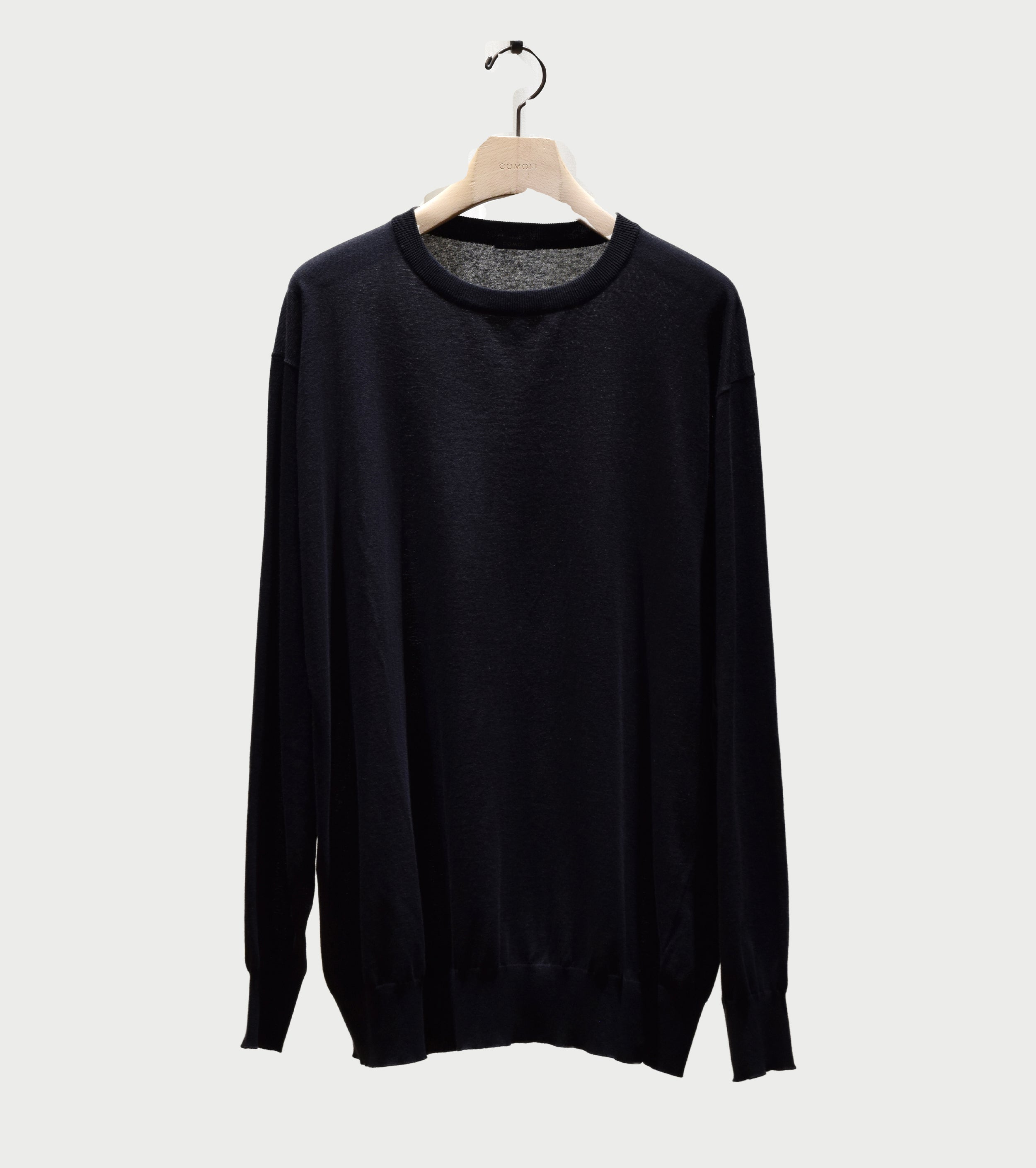 COMOLI Cotton Crew Neck Knit , Black
