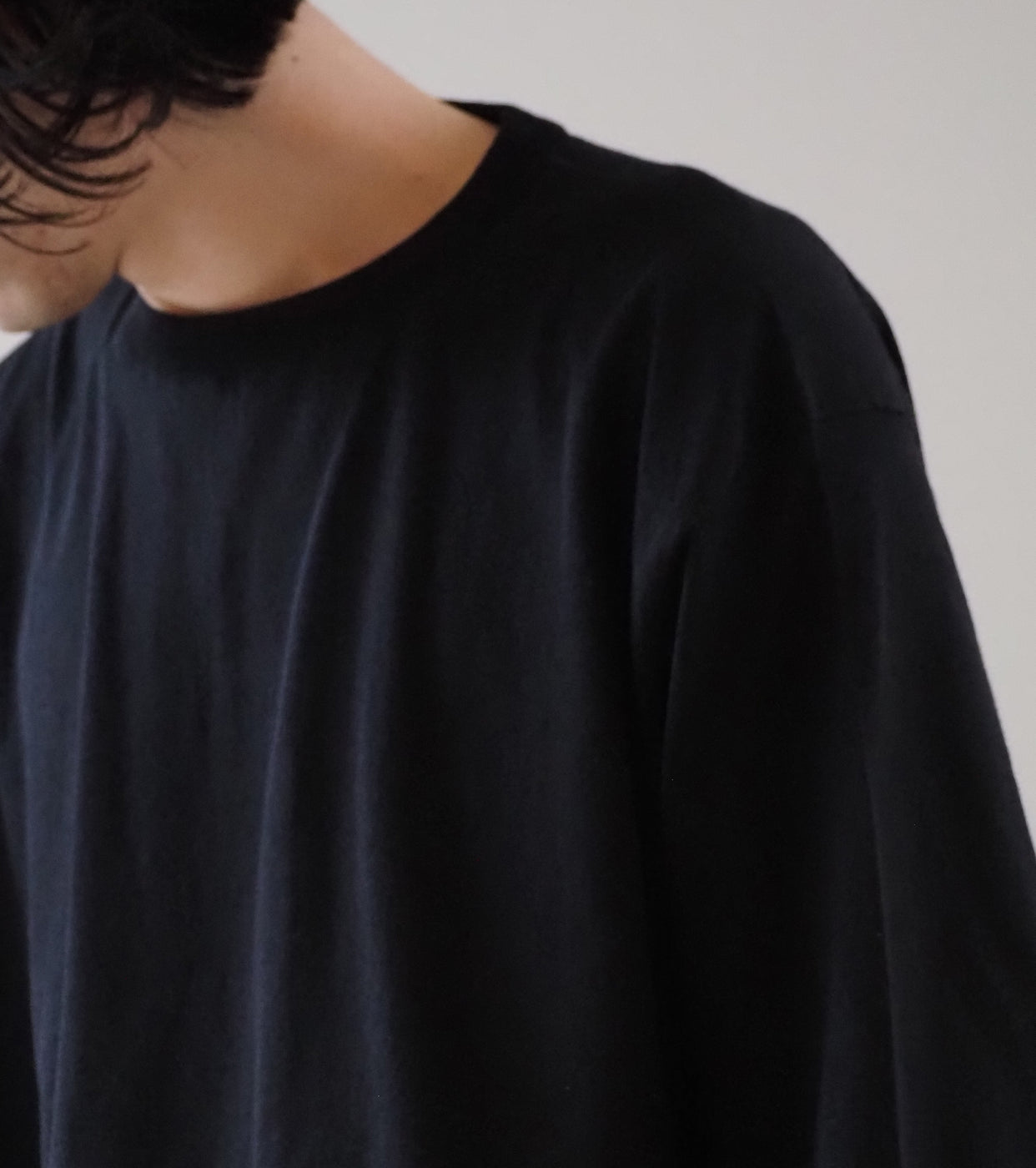 COMOLI Cotton Crew Neck Knit , Black