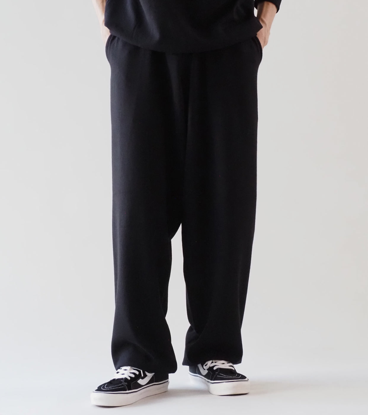 COMOLI Wool Knit Pants , Black
