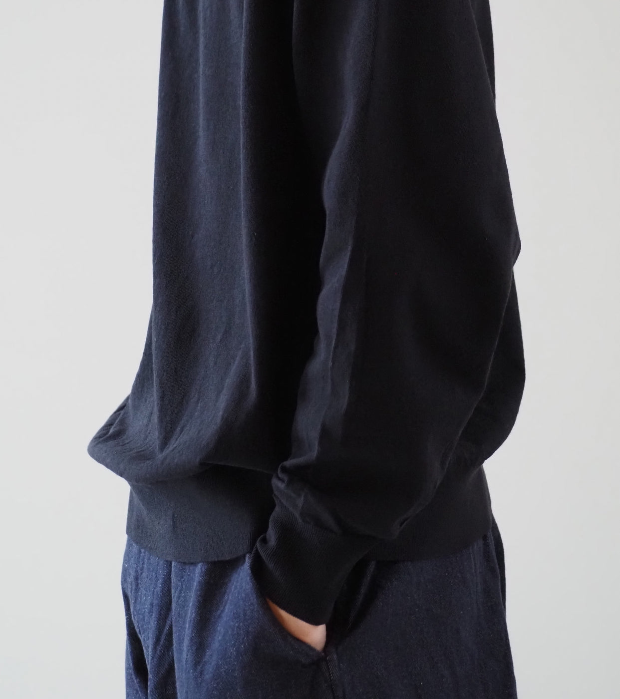 COMOLI Cotton Knit Polo, Black
