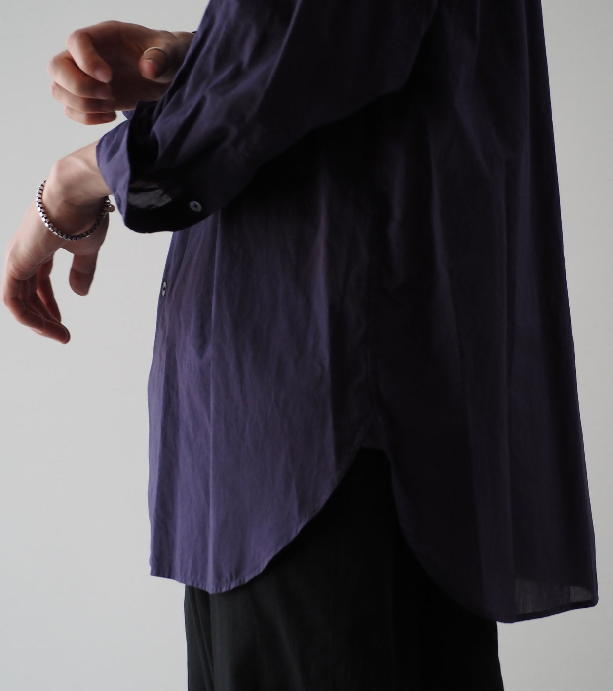 MAATEE & SONS Han Muso Band Collar Shirt , Purple