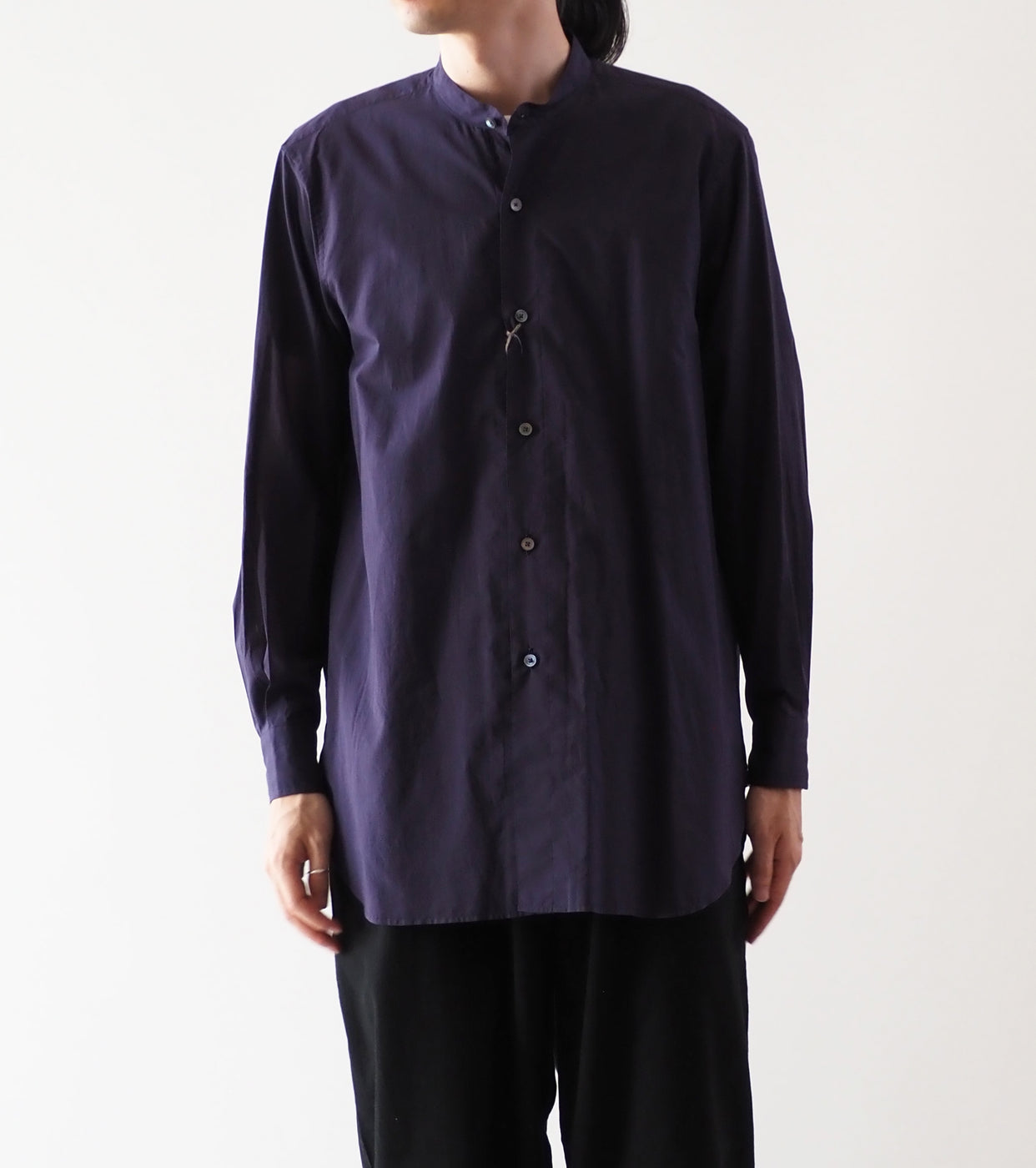MAATEE & SONS Han Muso Band Collar Shirt , Purple