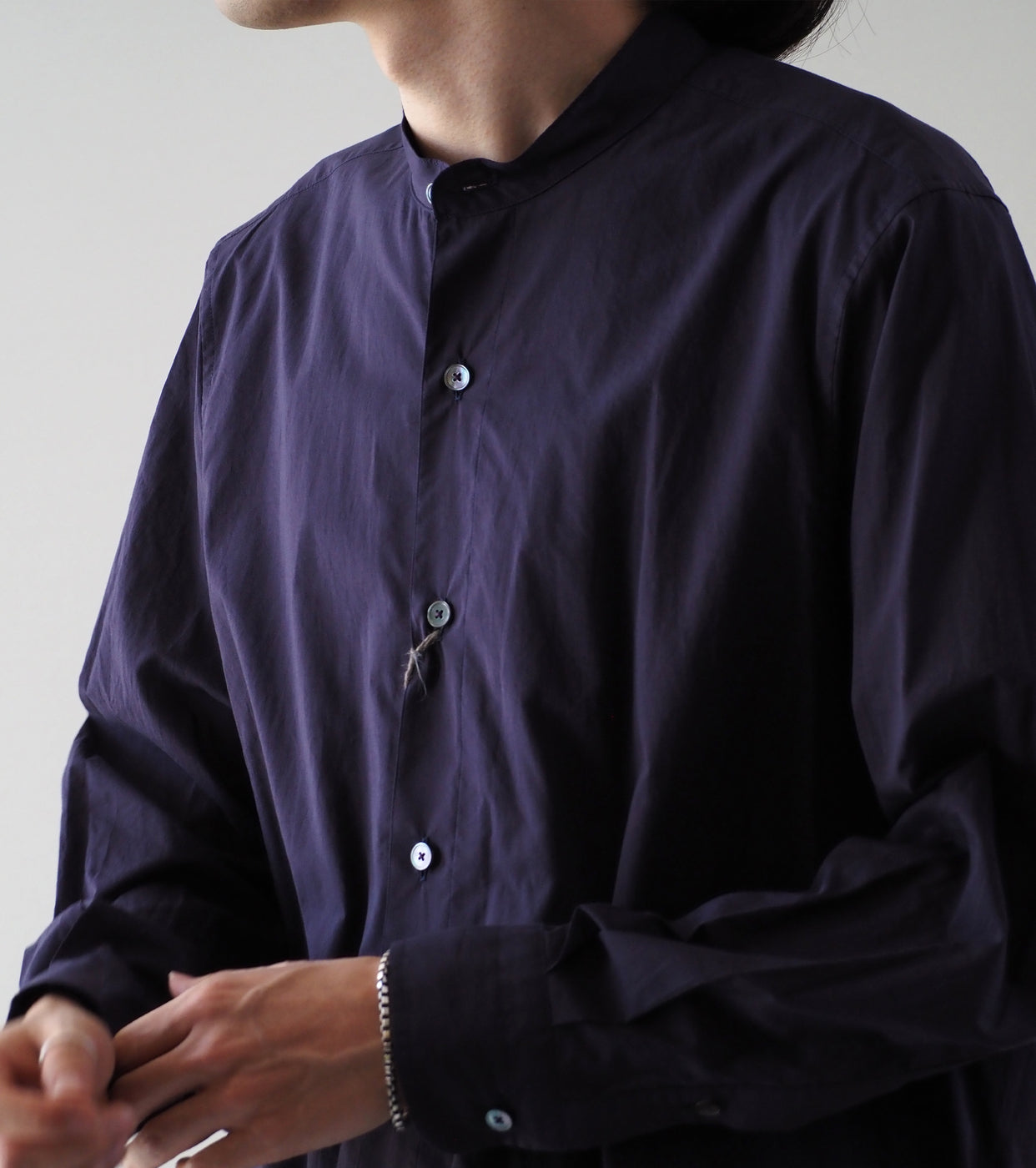 MAATEE & SONS Han Muso Band Collar Shirt , Purple
