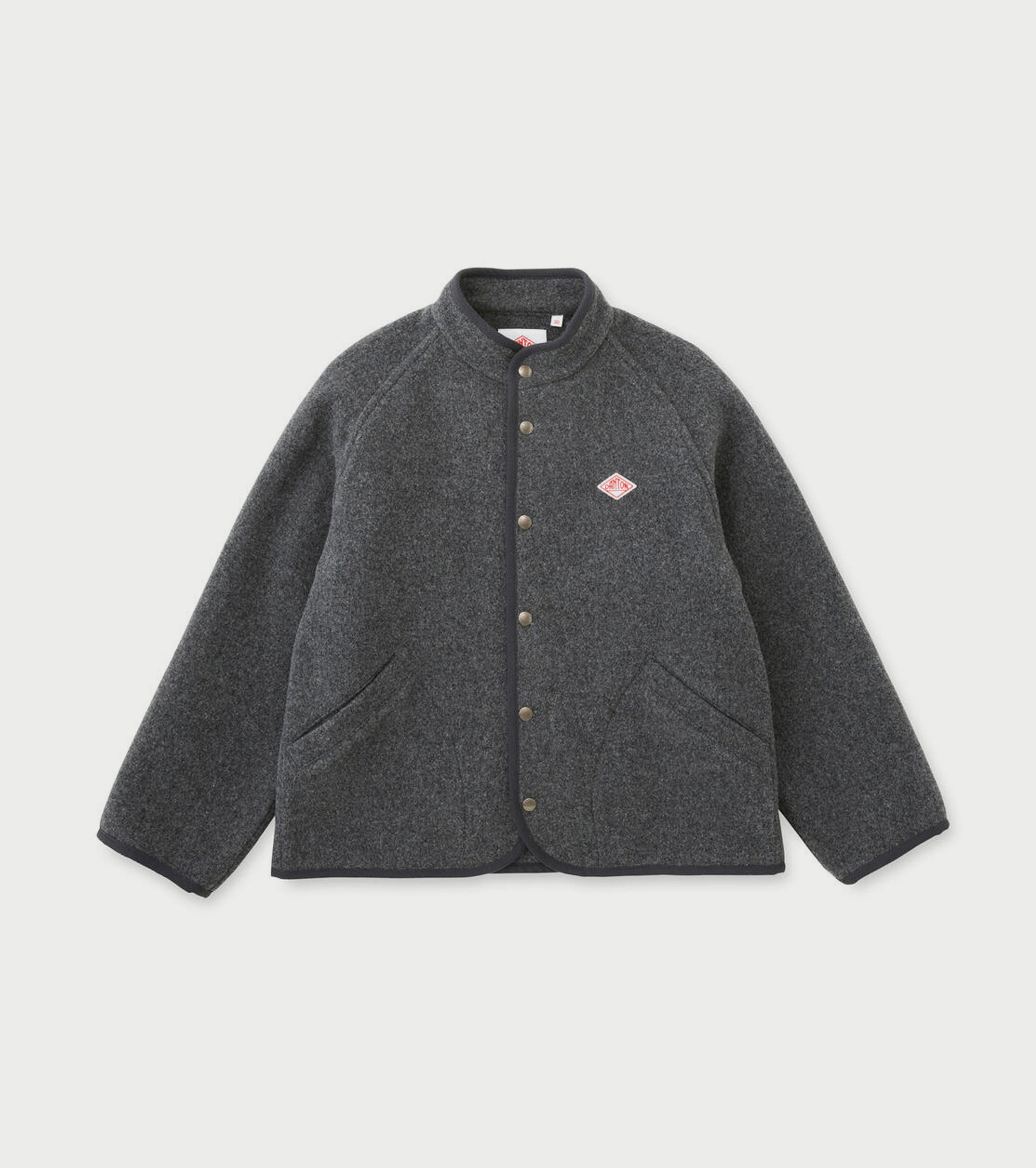 DANTON WOOL LIGHT PILE STANDCOLLAR JACKET, Grey – Navyblue