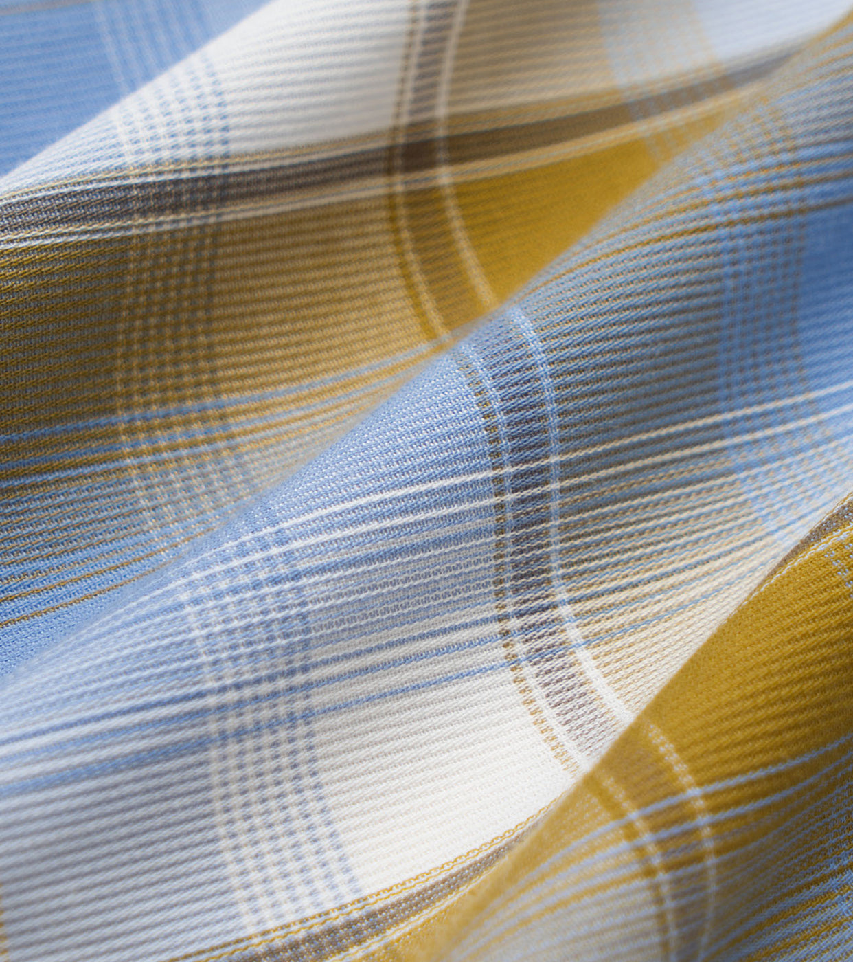 nanamica Open Collar Pique S/S Shirt , Yellow x Sax