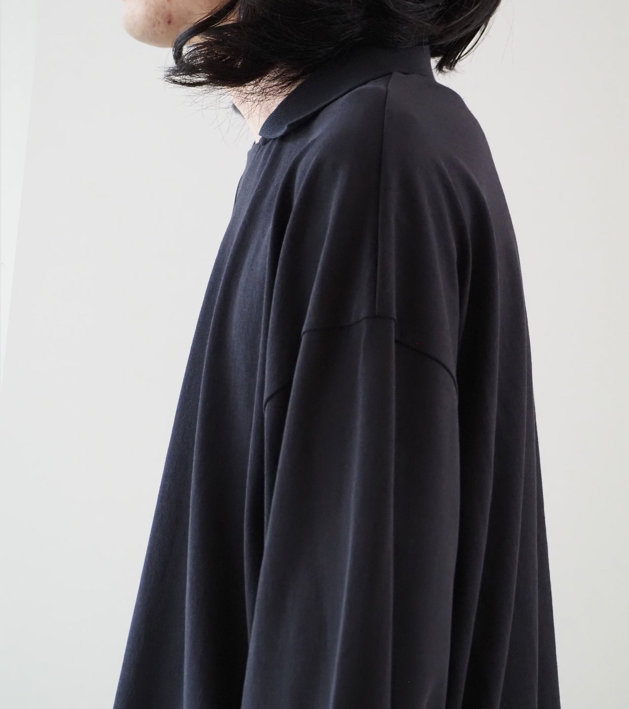 Nonnotte Tapered Over Sized Long Sleeve Polo Collar , Caviar