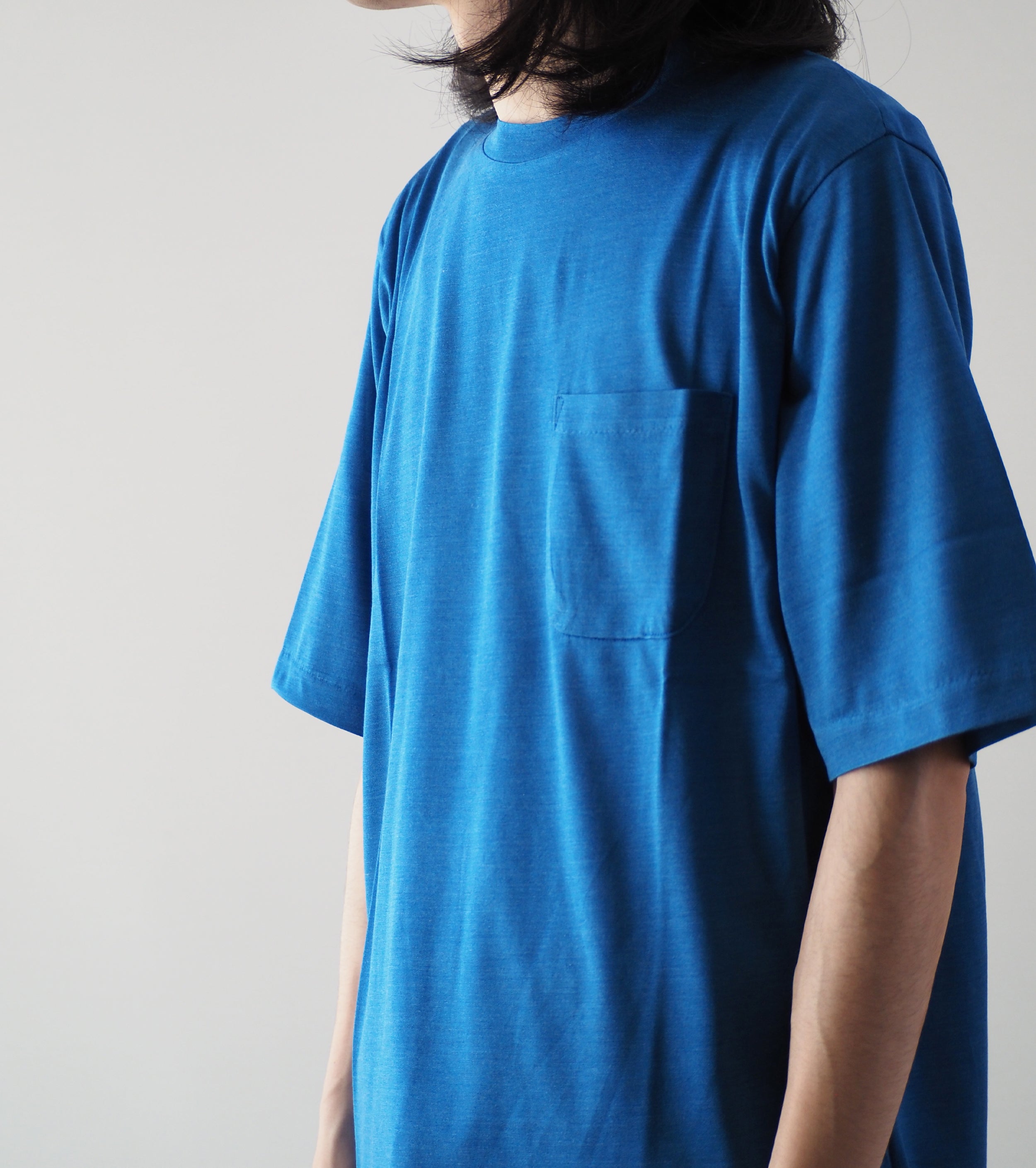 MAATEE&SONS Silk  Pocket Tee ,French Blue