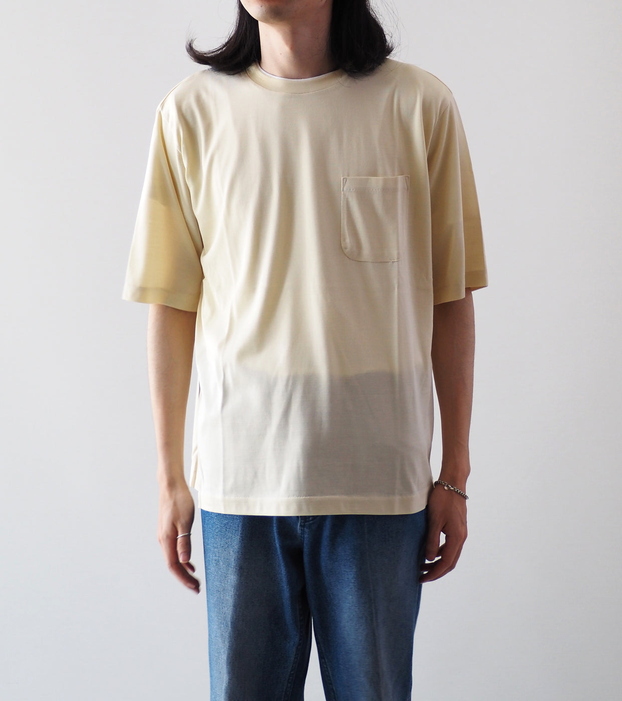 MAATEE&SONS Silk Pocket Tee , Custard