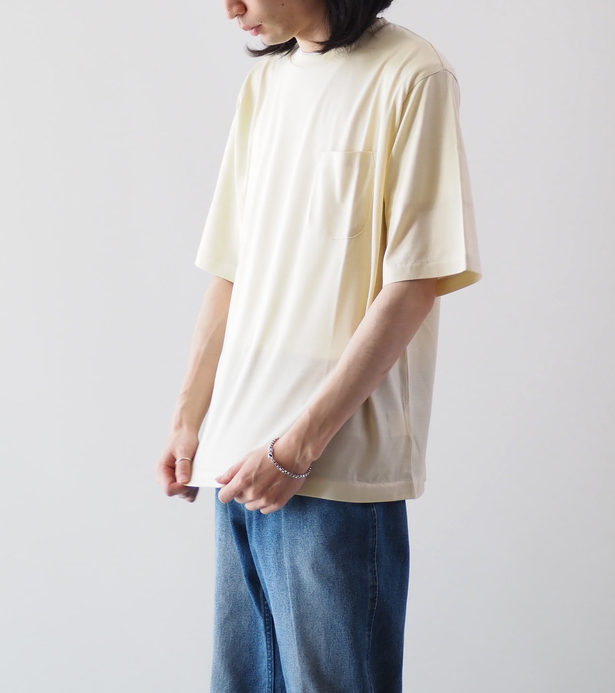 MAATEE&SONS Silk Pocket Tee , Custard