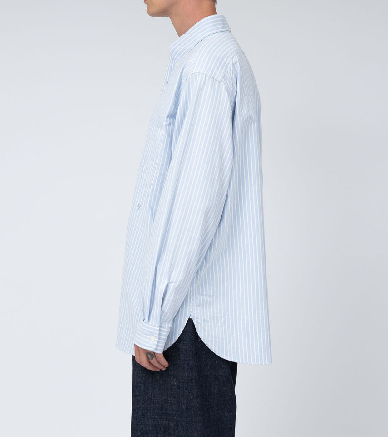nanamica Button down striped windshirt, Navy
