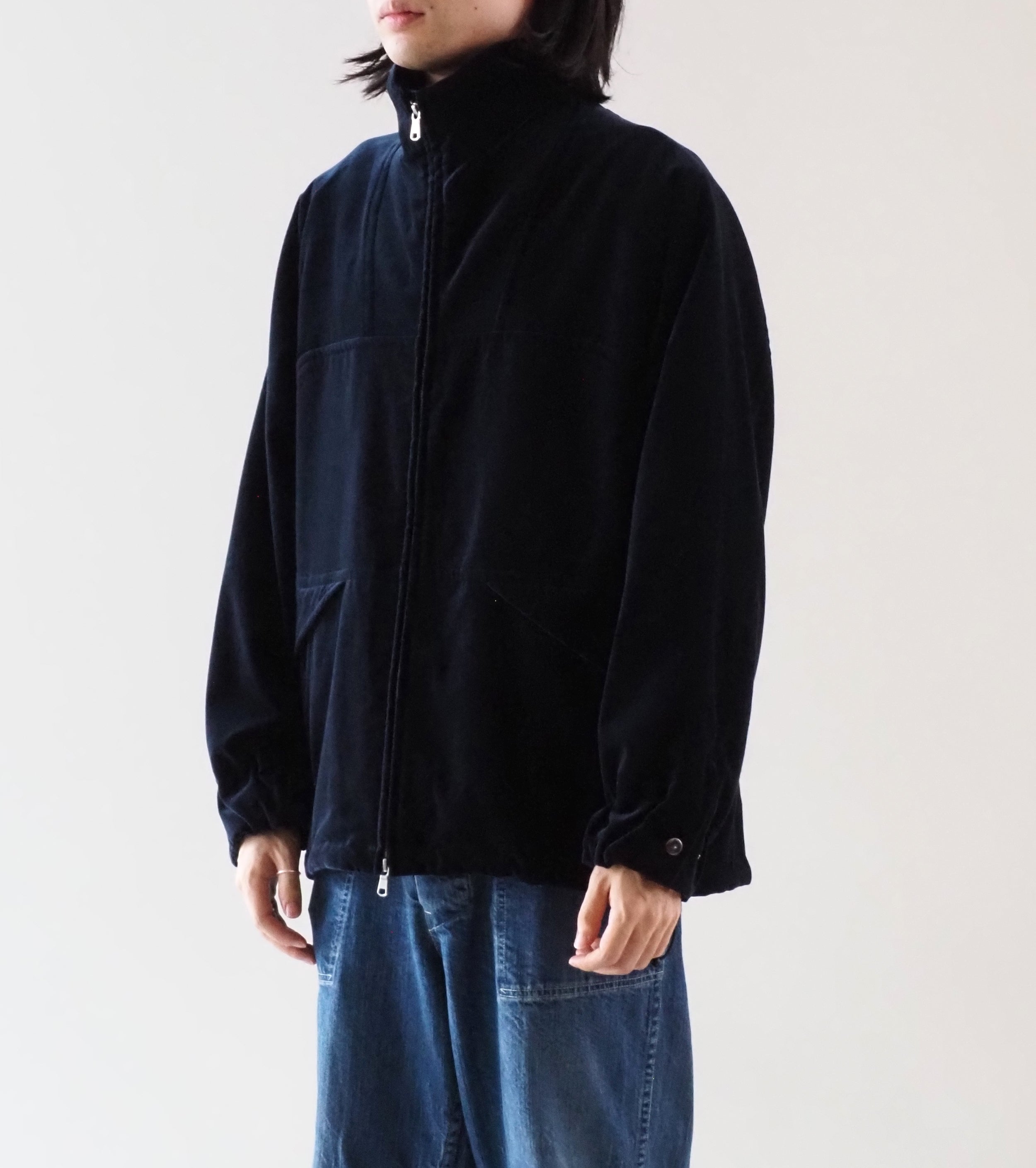 MAATEE & SONS VELVET STAND JACKET  , Navy