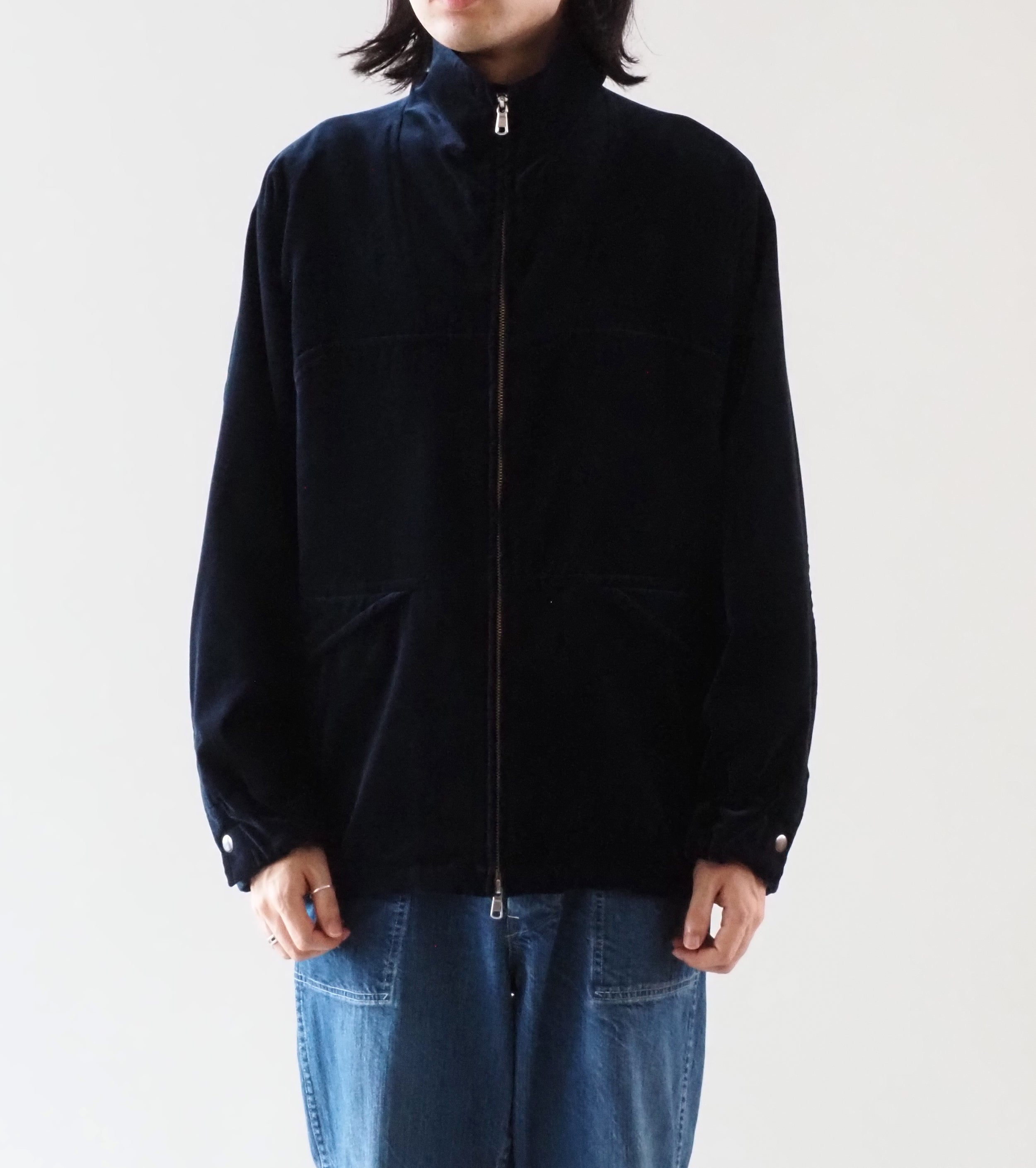 MAATEE & SONS VELVET STAND JACKET  , Navy