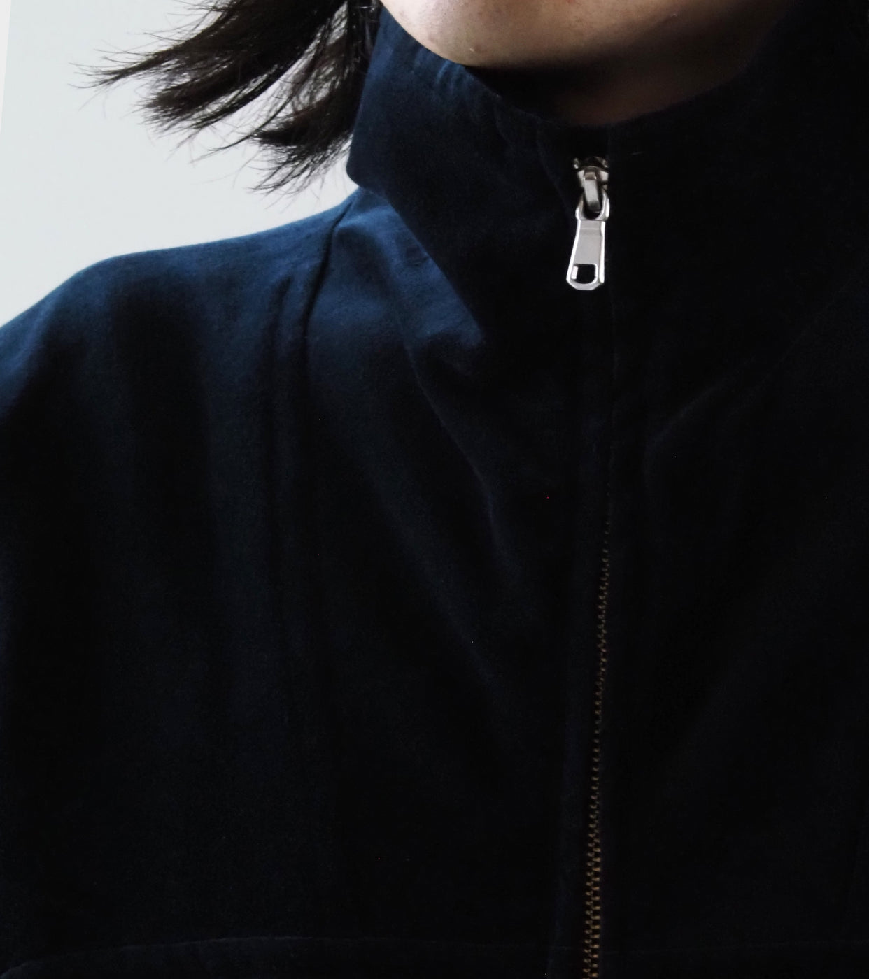 MAATEE & SONS VELVET STAND JACKET  , Navy