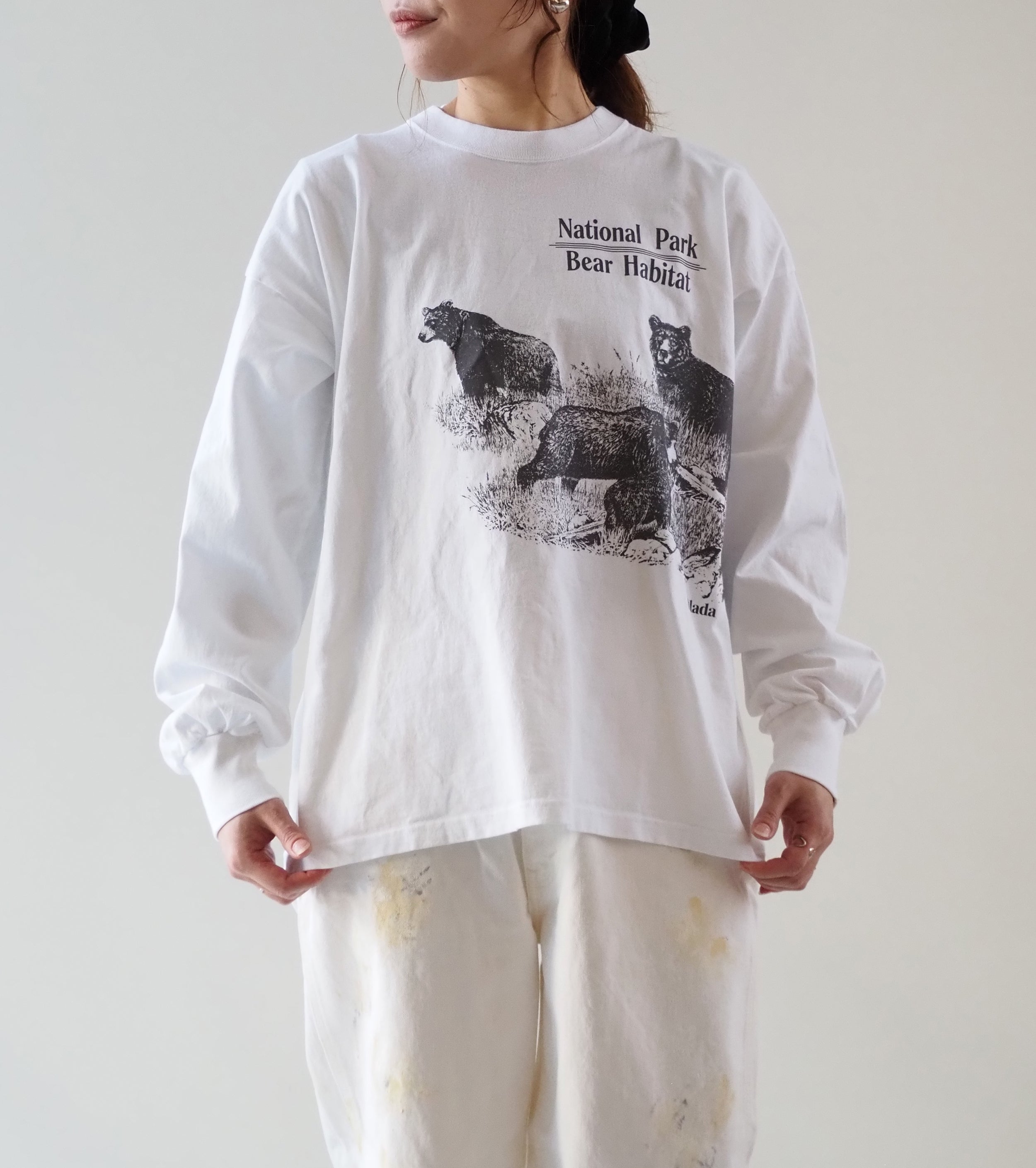Oblada ベアー ロング ティーシャツ , White – Navyblue