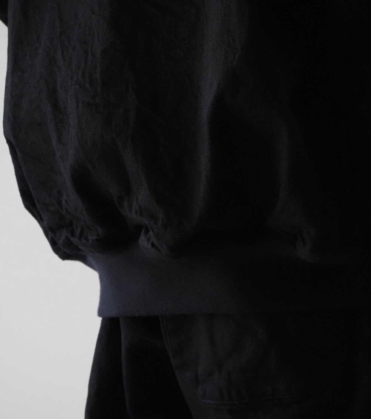 COMOLI Black Denim Zip Parka , Black