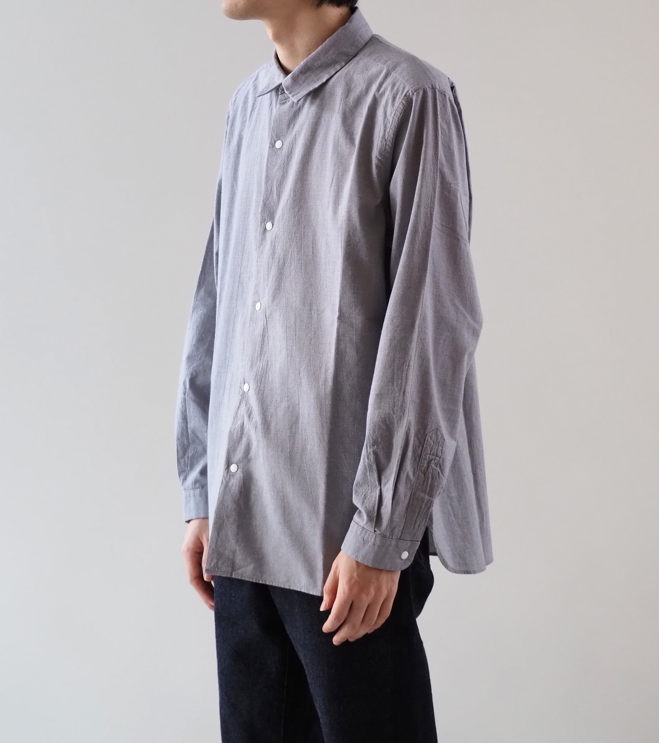 YAECA コンフォートシャツ スタンダード ロング , Gray – Navyblue
