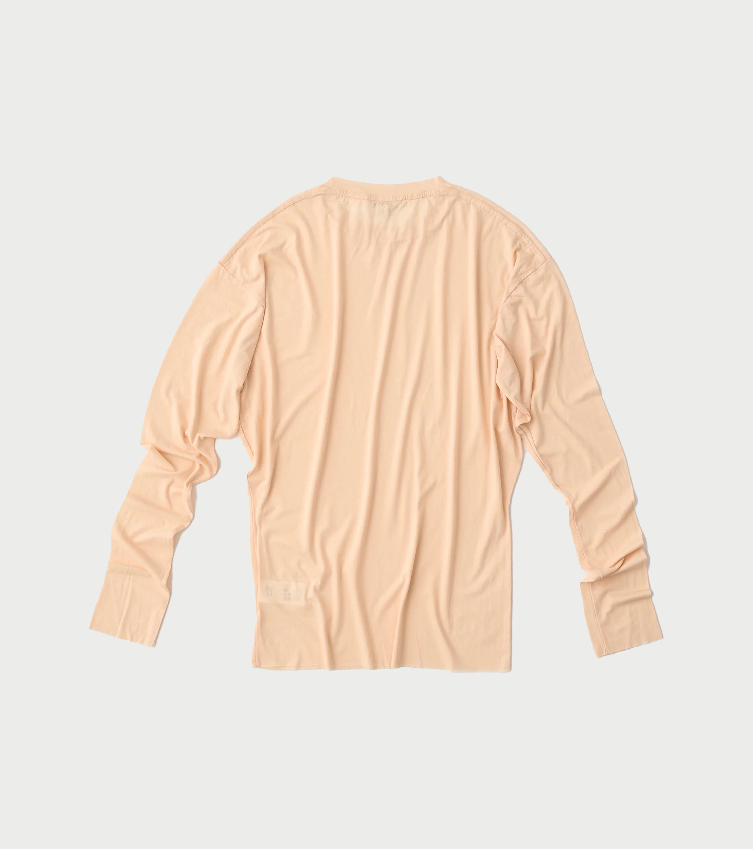 Unfil  twisted cotton sheer jersey long sleeve Tee, Light peach