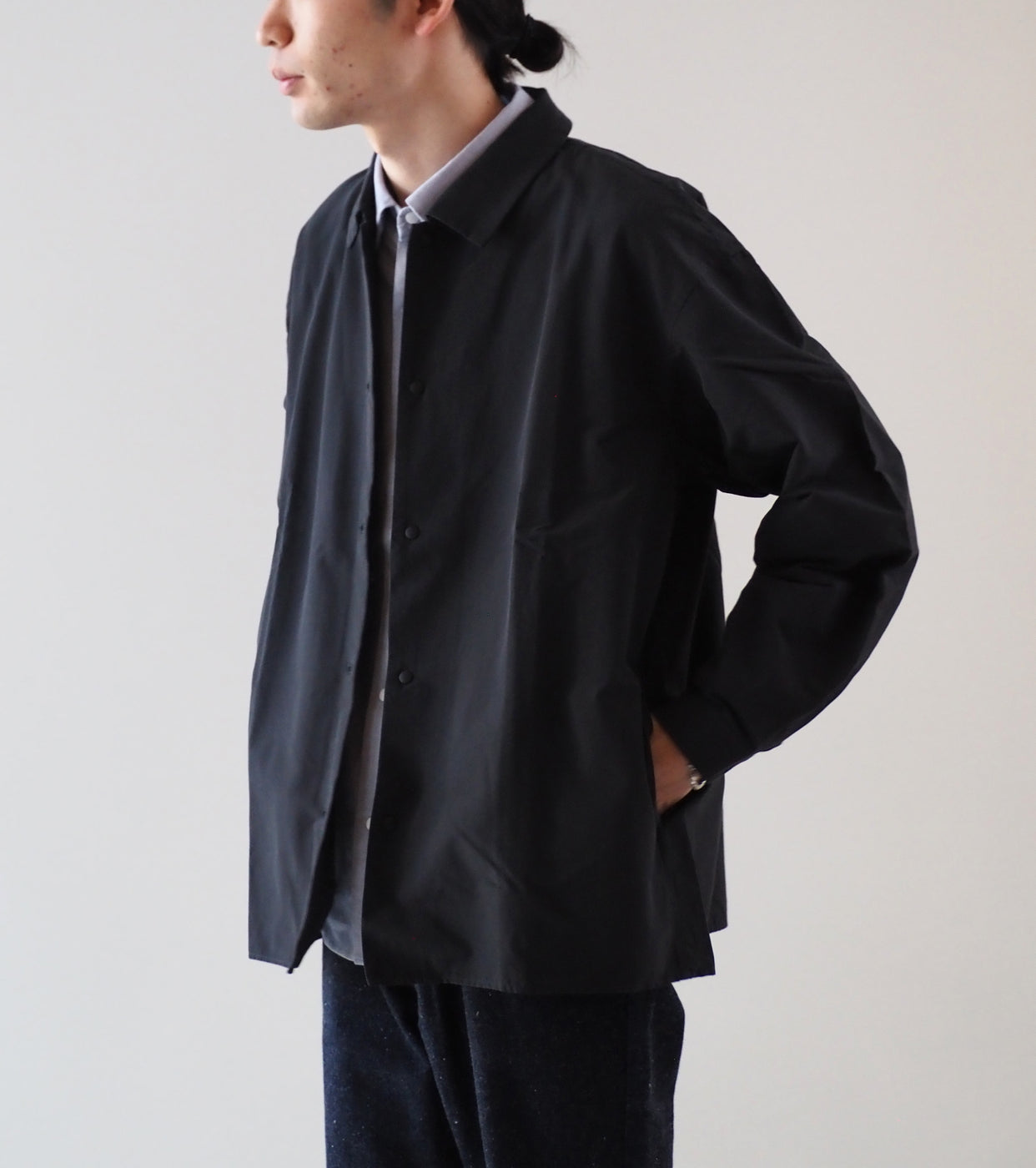 YAECA 60/40 Cloth Comfort Shirt Wide Square , Dark Navy