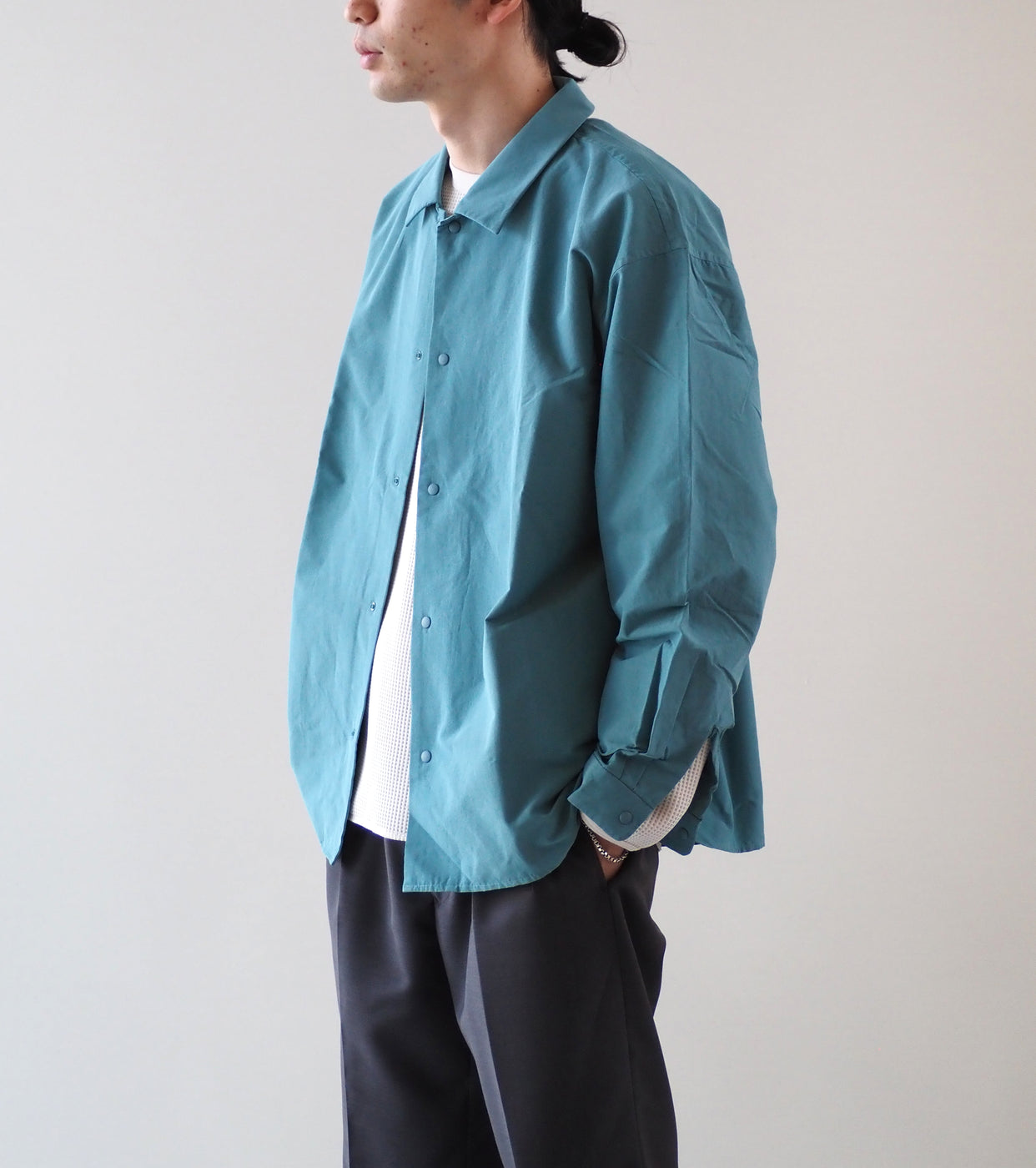 YAECA 60/40 Cloth Comfort Shirt Wide Square , Green
