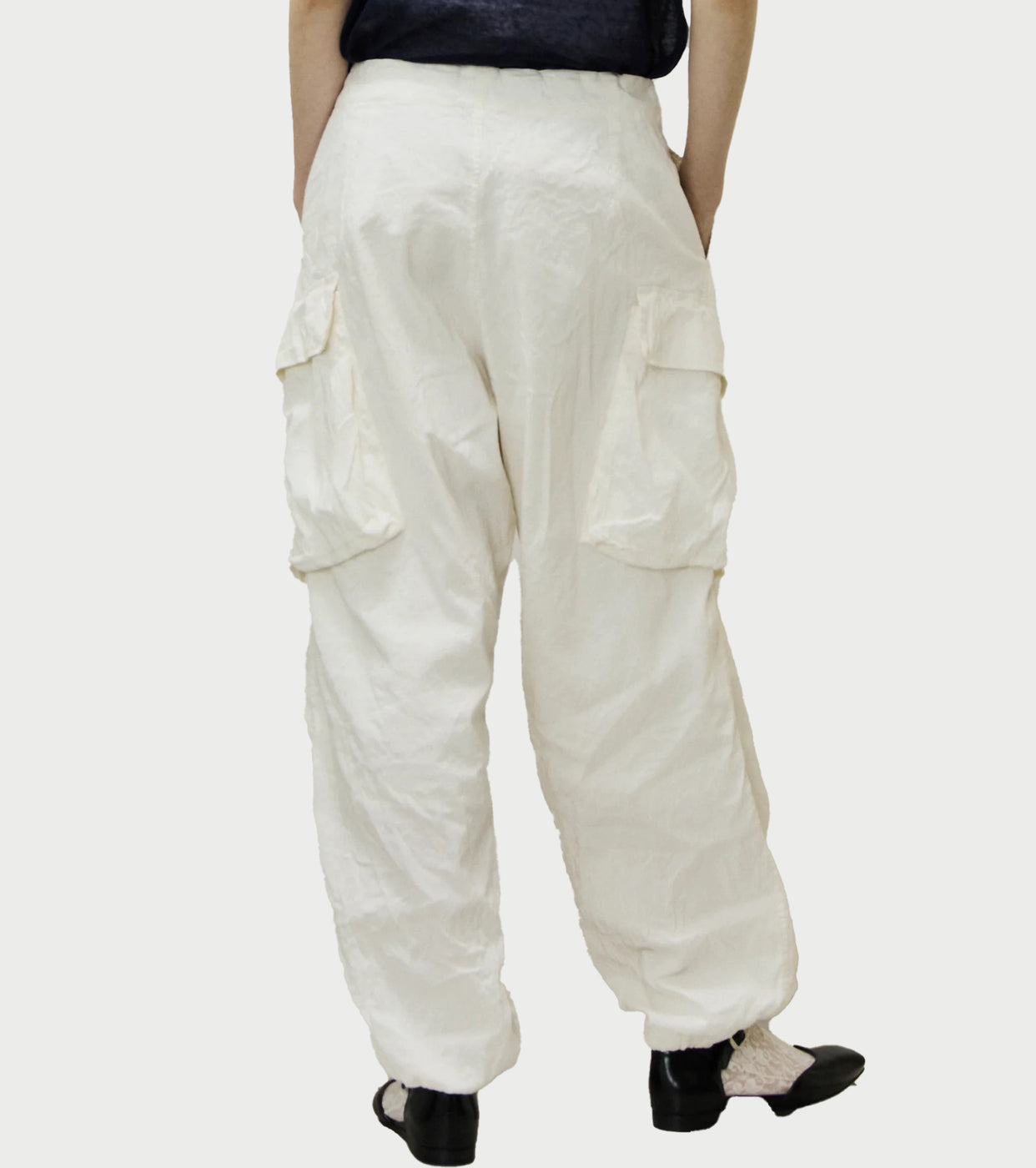 Unfil  Washed & Wrinkled Cordlane Cargo Pants , Off White