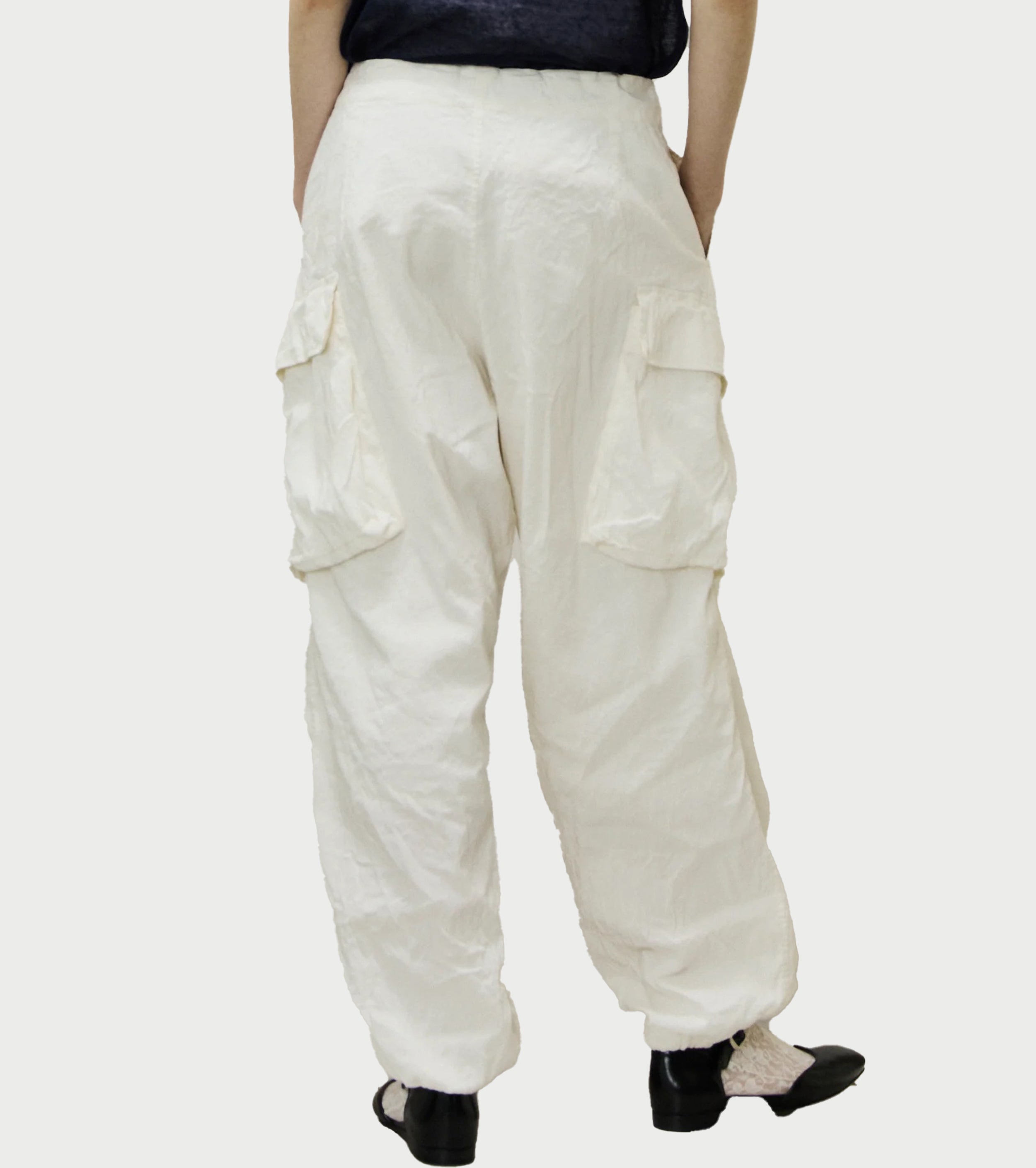 Unfil  Washed & Wrinkled Cordlane Cargo Pants , Off White
