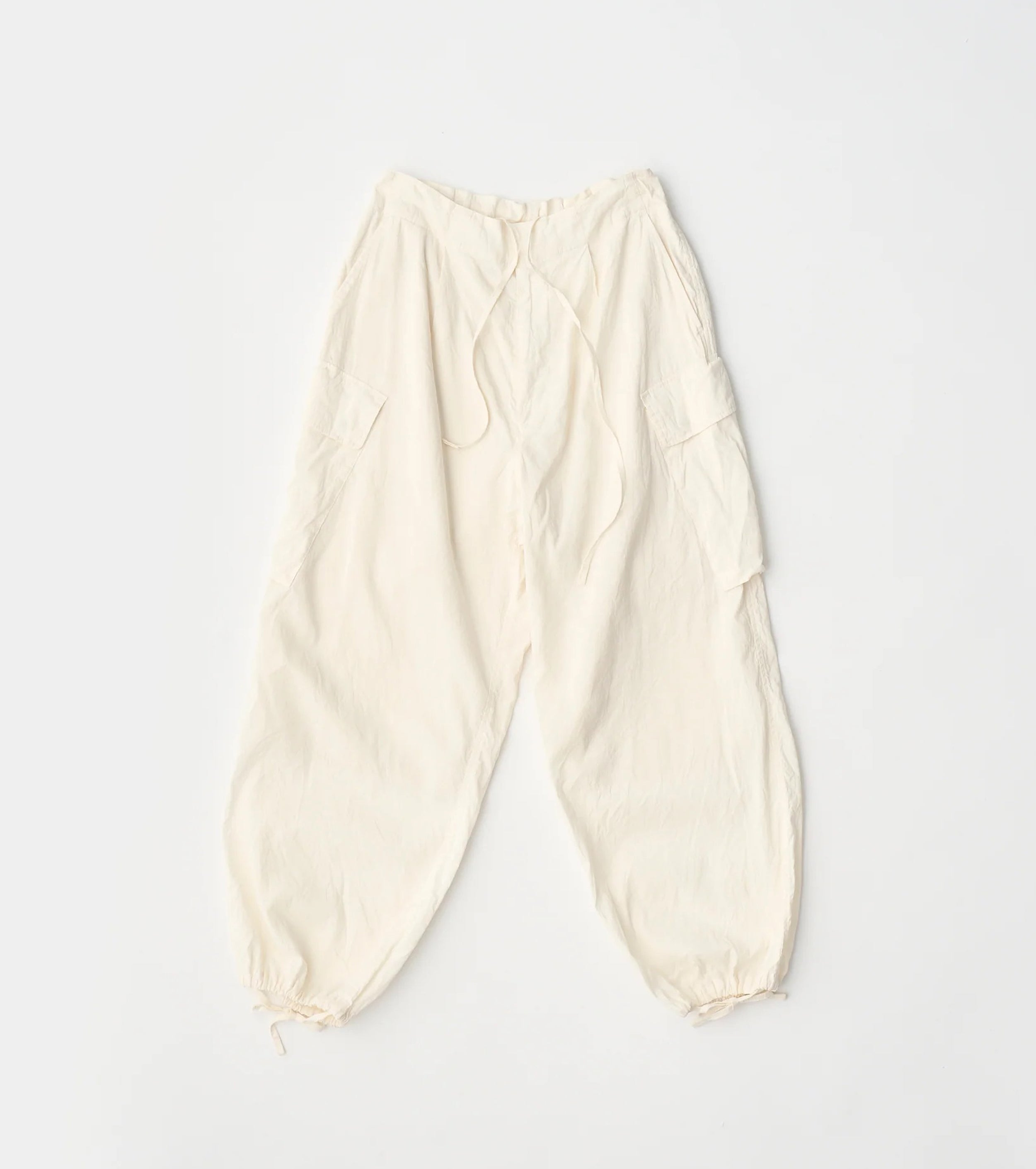 Unfil  Washed & Wrinkled Cordlane Cargo Pants , Off White