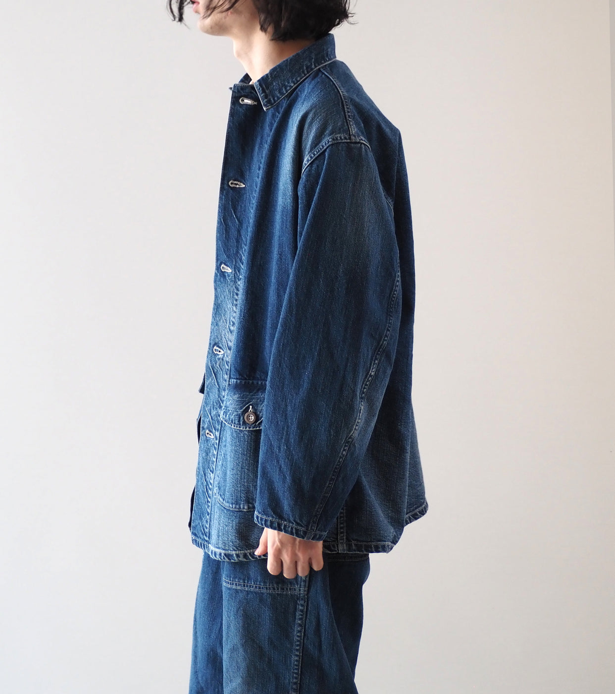CIOTA M-41 US ARMY Denim Coverall Jacket ,Medium Dark Blue