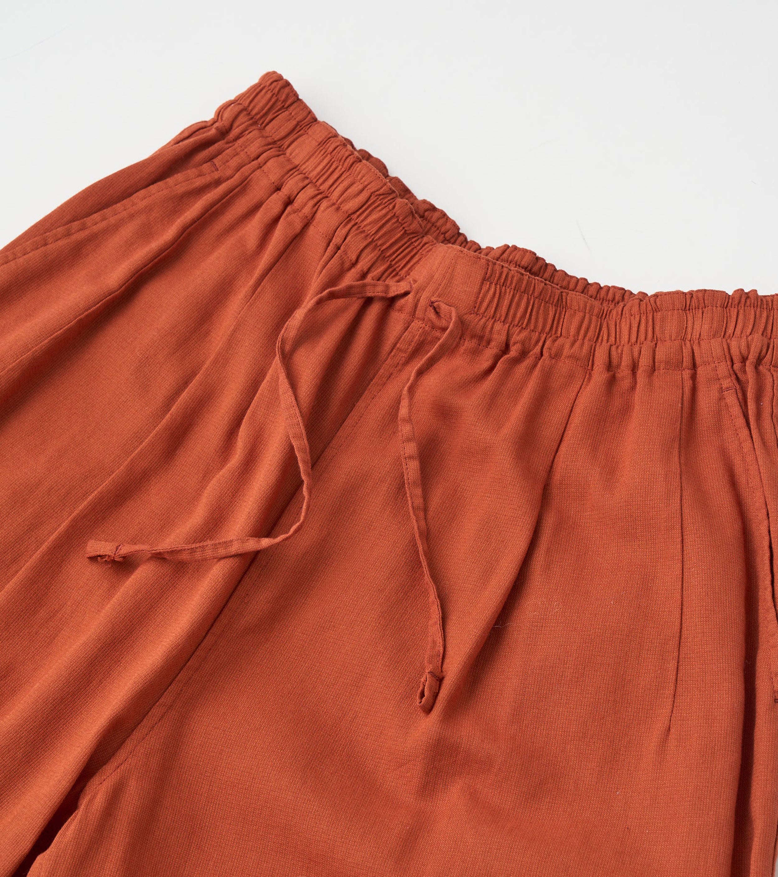 Unfil  Cotton Panama Drawstring Wide-Leg Pants, Brick Red