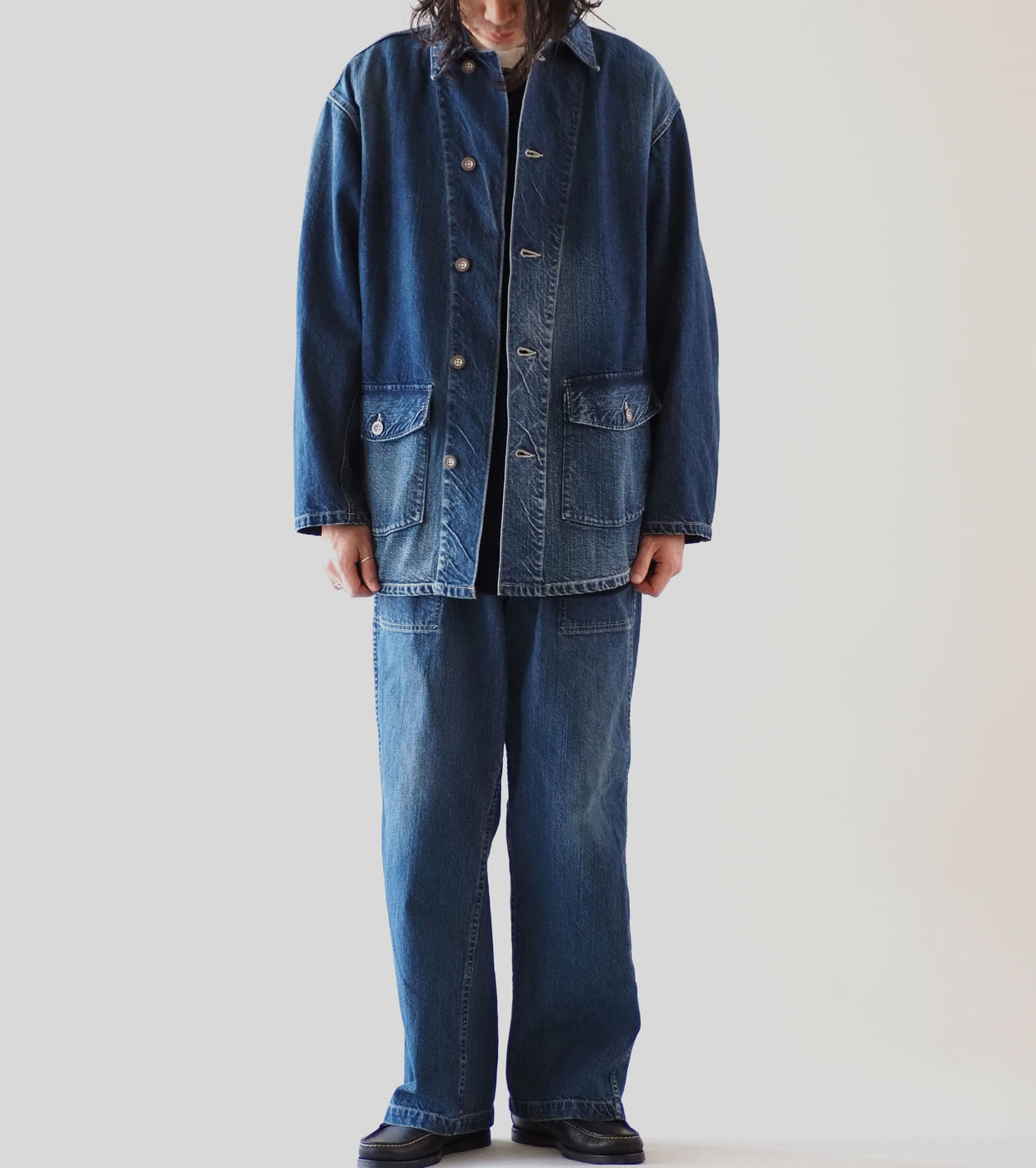 CIOTA M-41 US ARMY Denim Coverall Jacket ,Medium Dark Blue