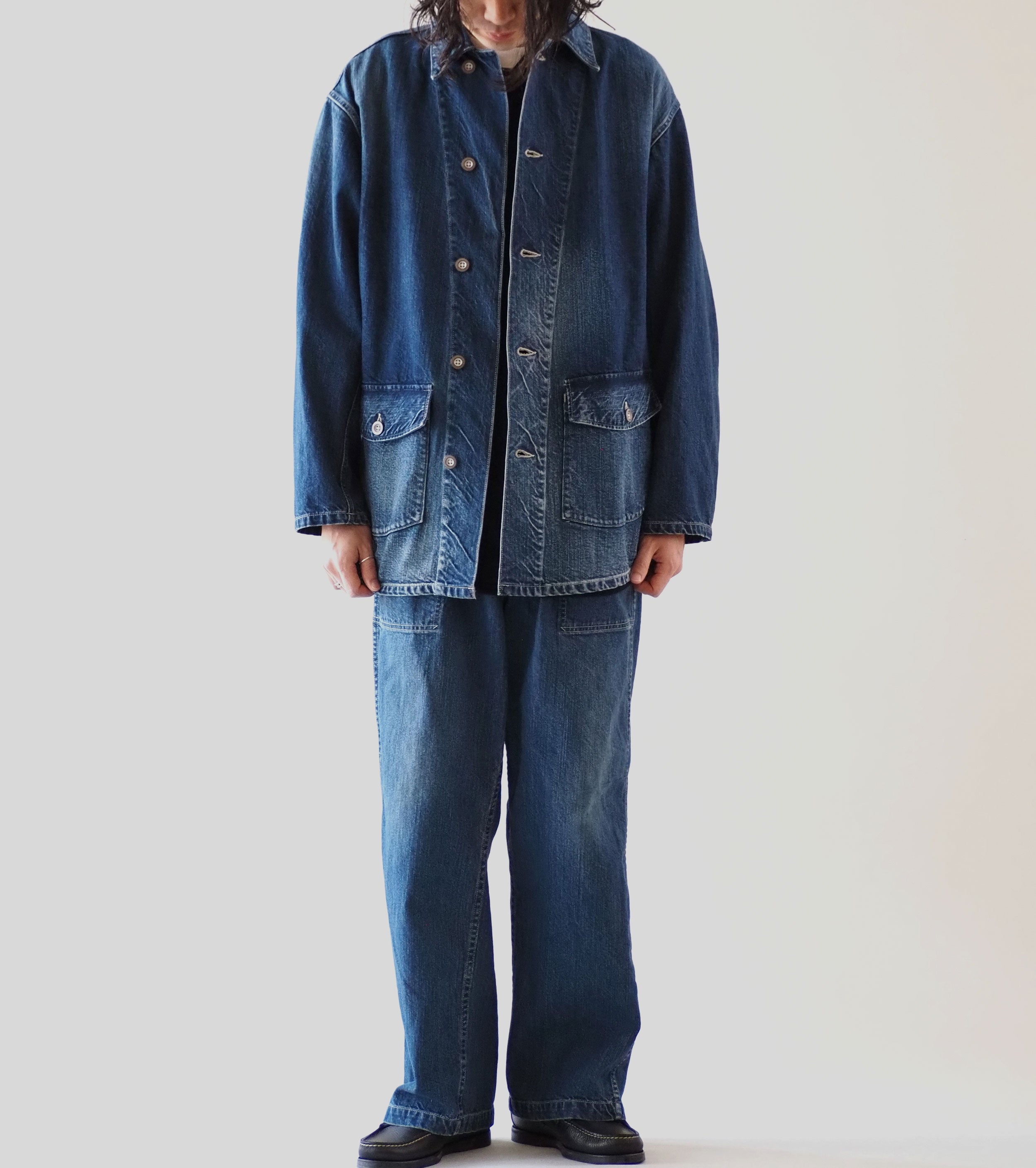CIOTA M-41 US ARMY Denim Coverall Jacket ,Medium Dark Blue