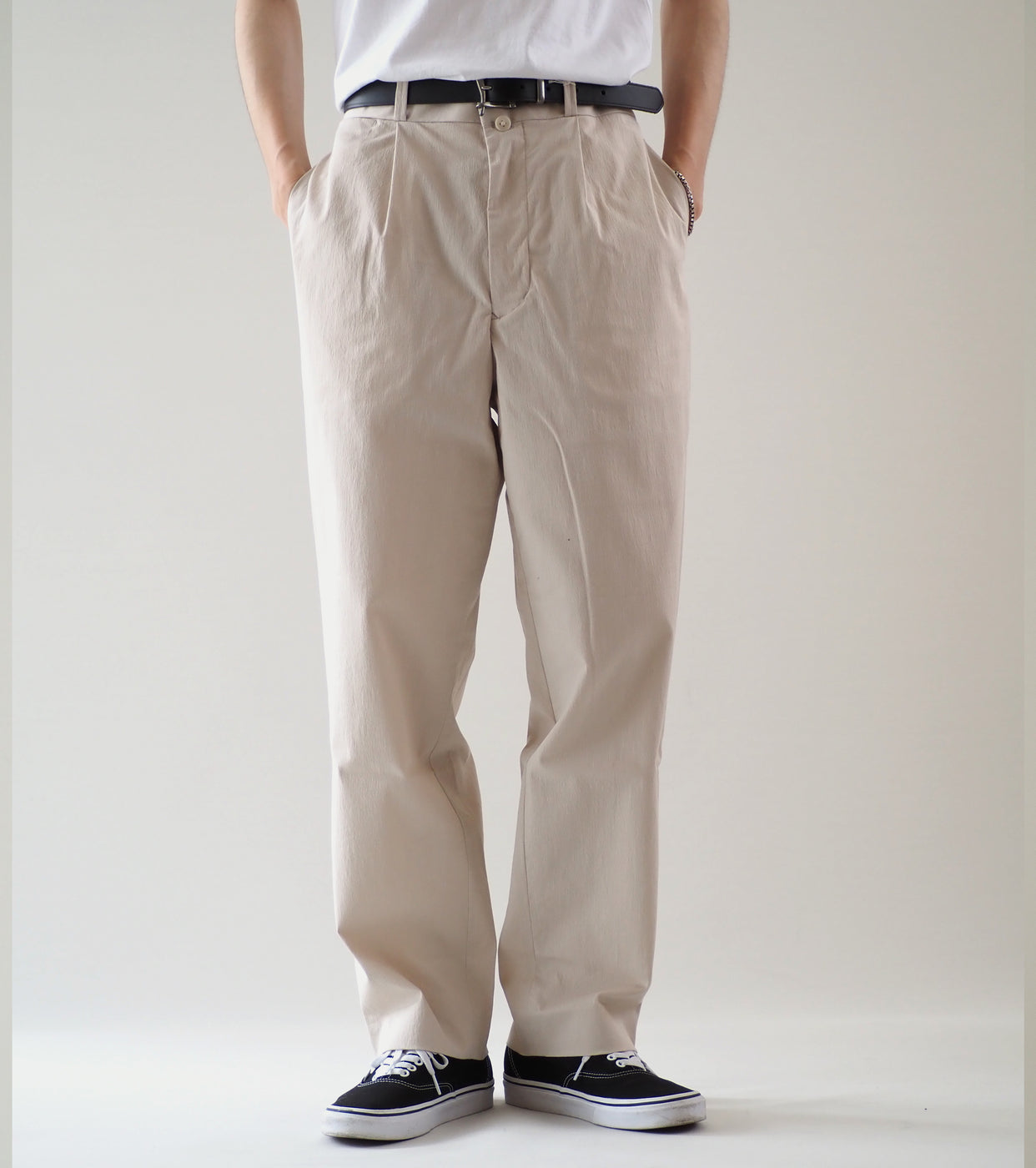 YAECA Tucked Tapered Pants, Beige