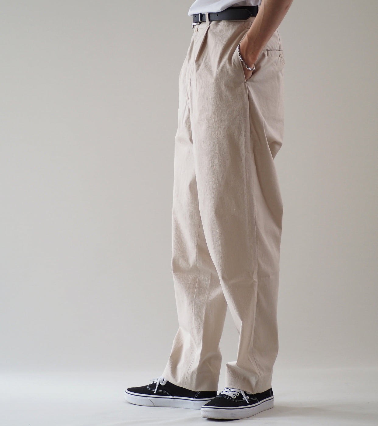 YAECA Tucked Tapered Pants, Beige