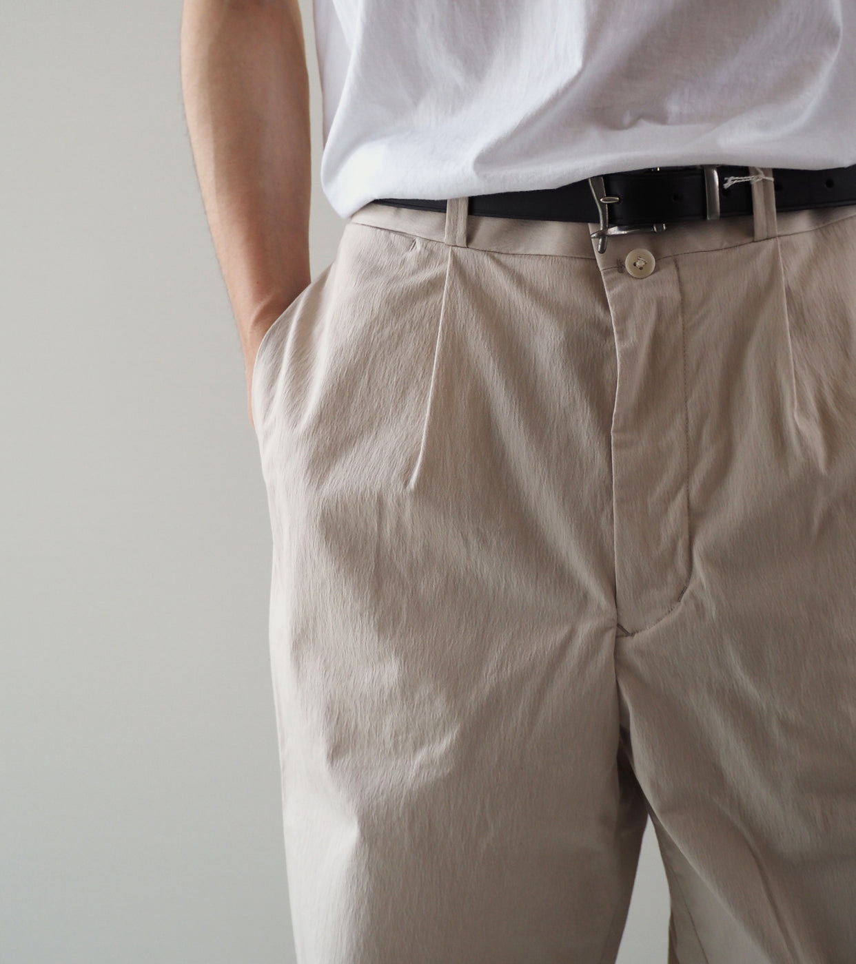 YAECA Tucked Tapered Pants, Beige