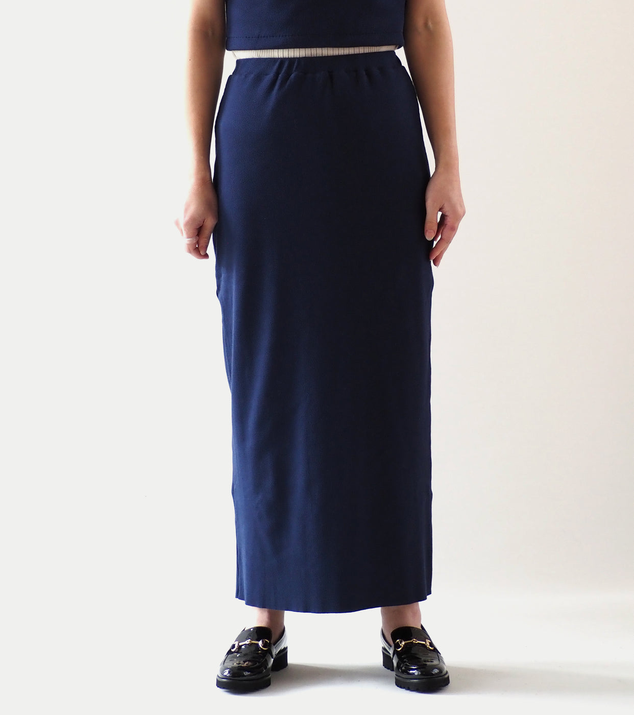 blurhms Soft Cotton Rib Skirt , Dark Navy