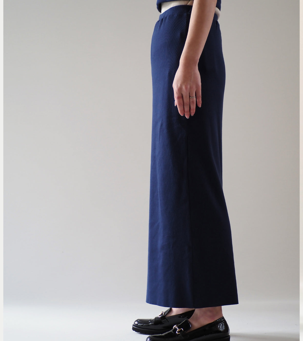 blurhms Soft Cotton Rib Skirt , Dark Navy